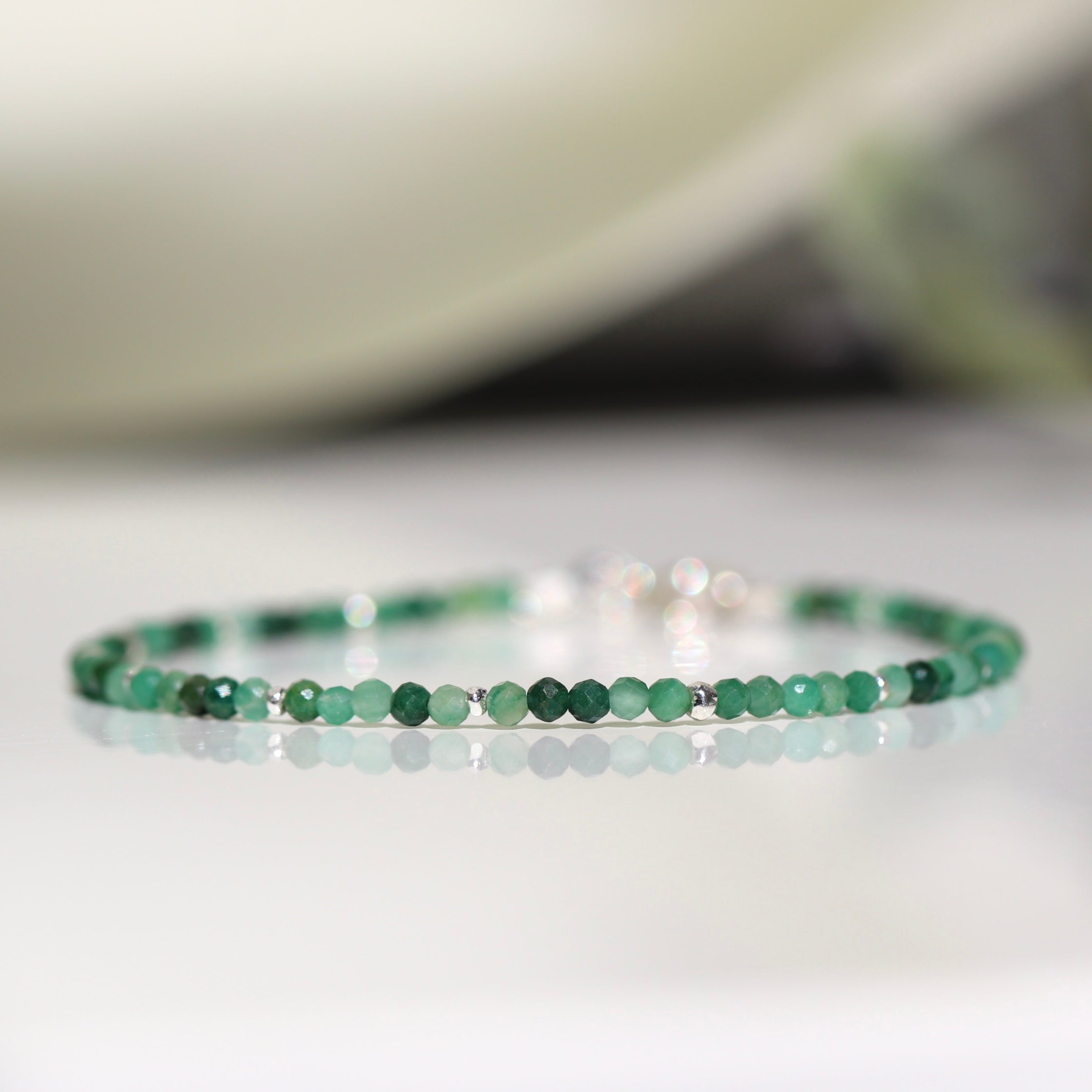 African Jade bracelet with sterling silver beads