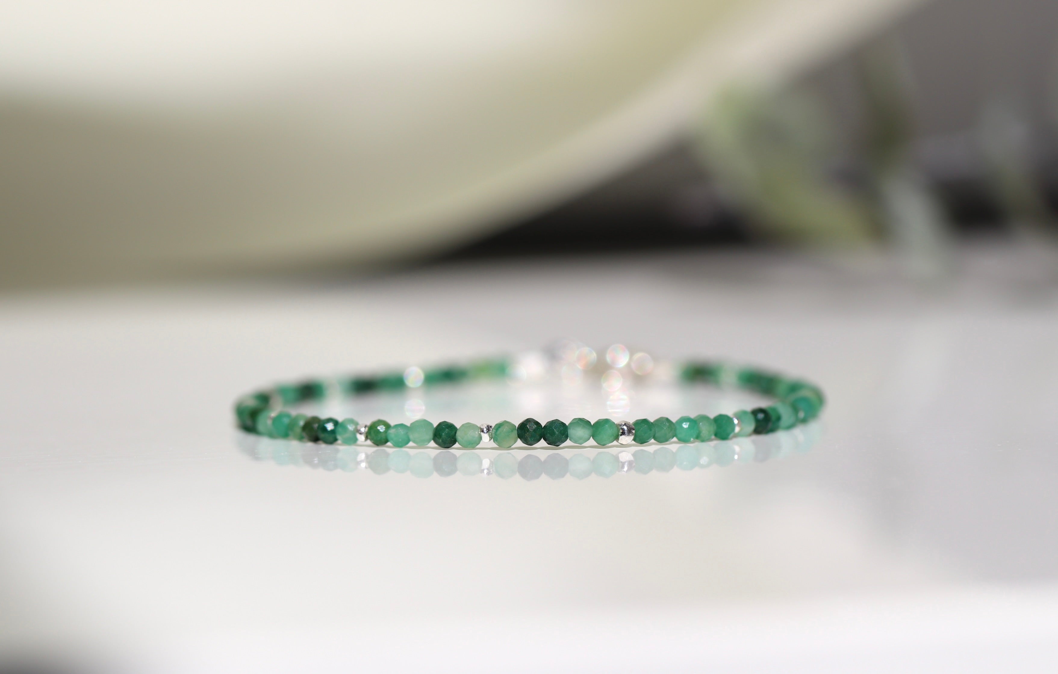 African Jade bracelet with sterling silver beads