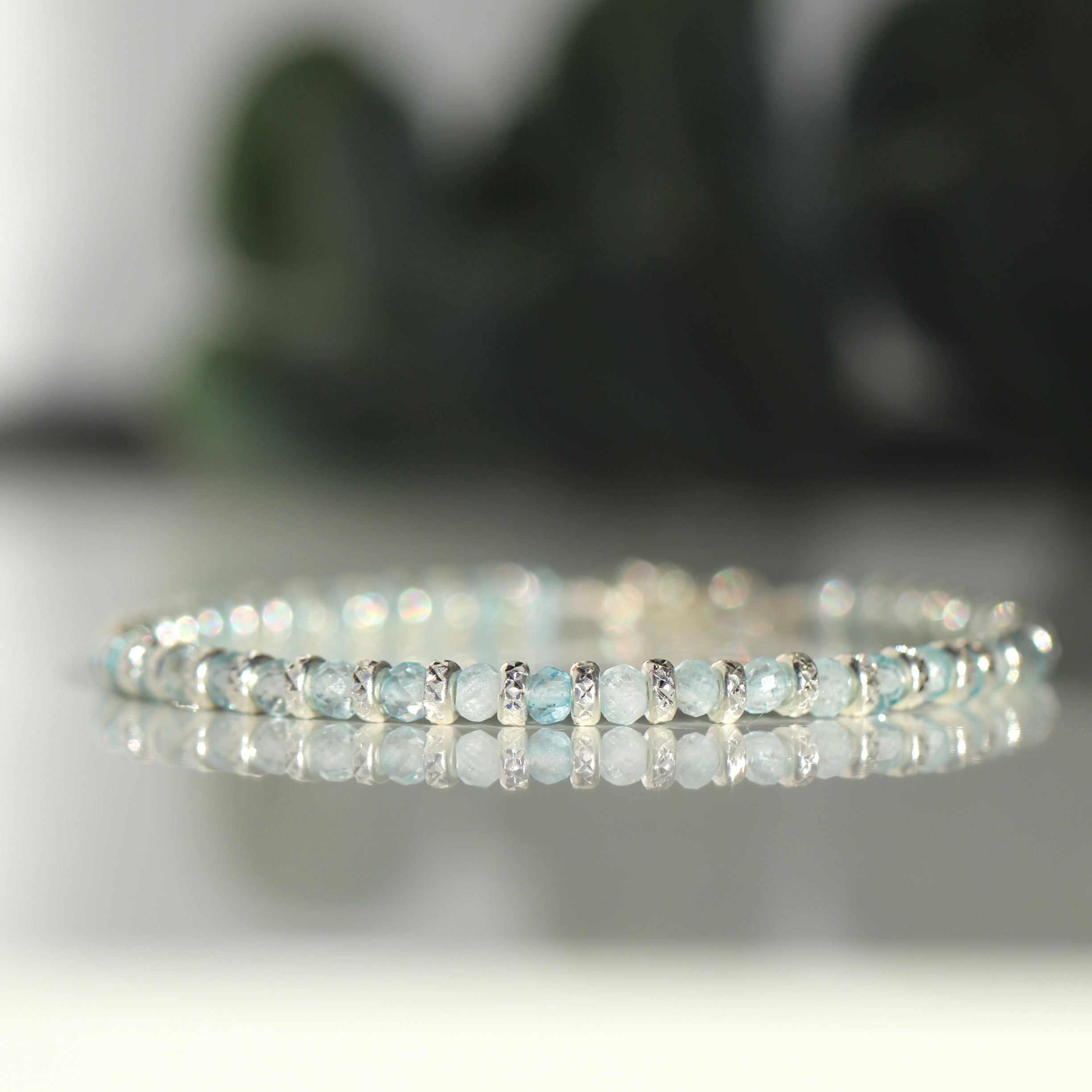 Blue Topaz bracelet with silver sparkling beads