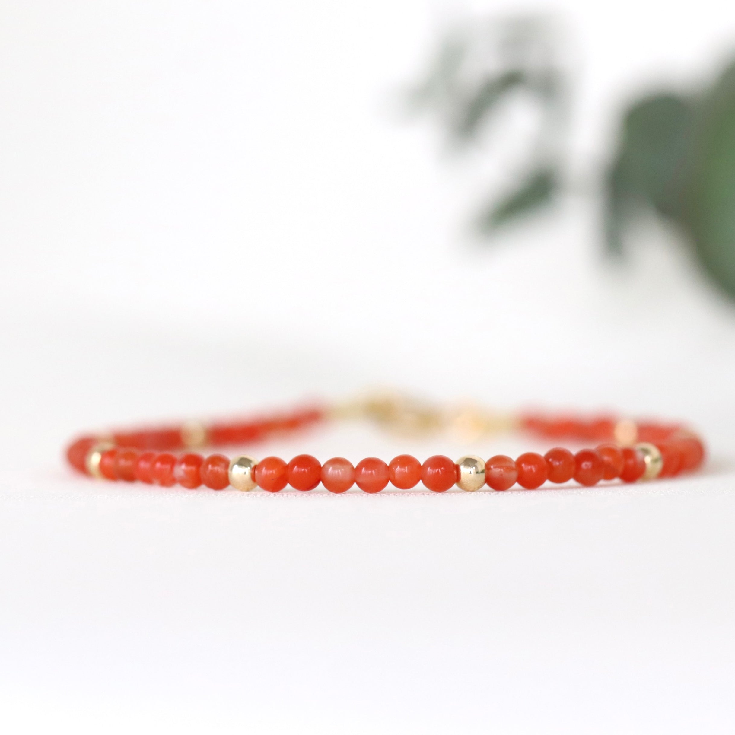 Carnelian bracelet with 14k gold filled beads