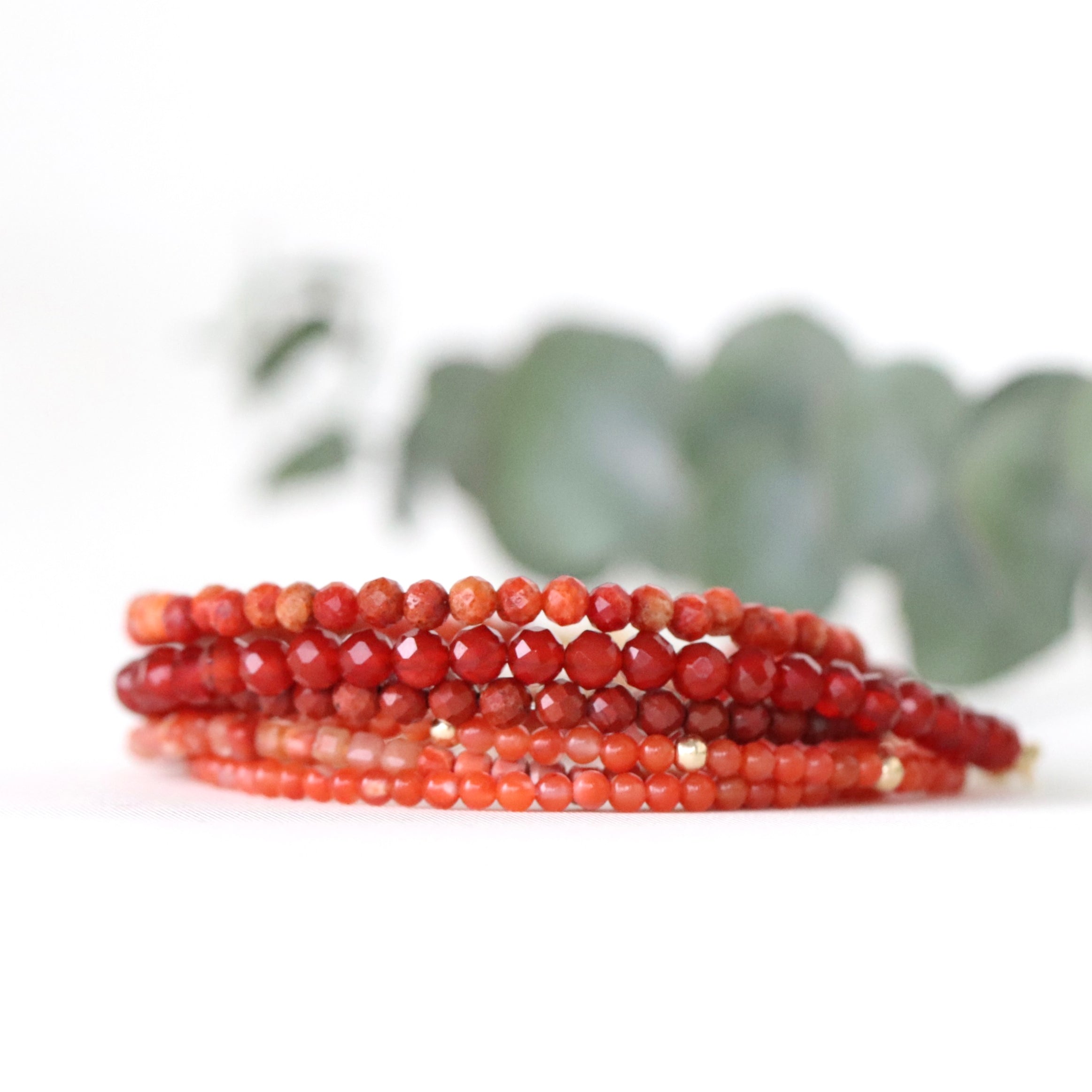 Dainty Carnelian bracelet featuring 14k gold filled accents, timeless handmade design