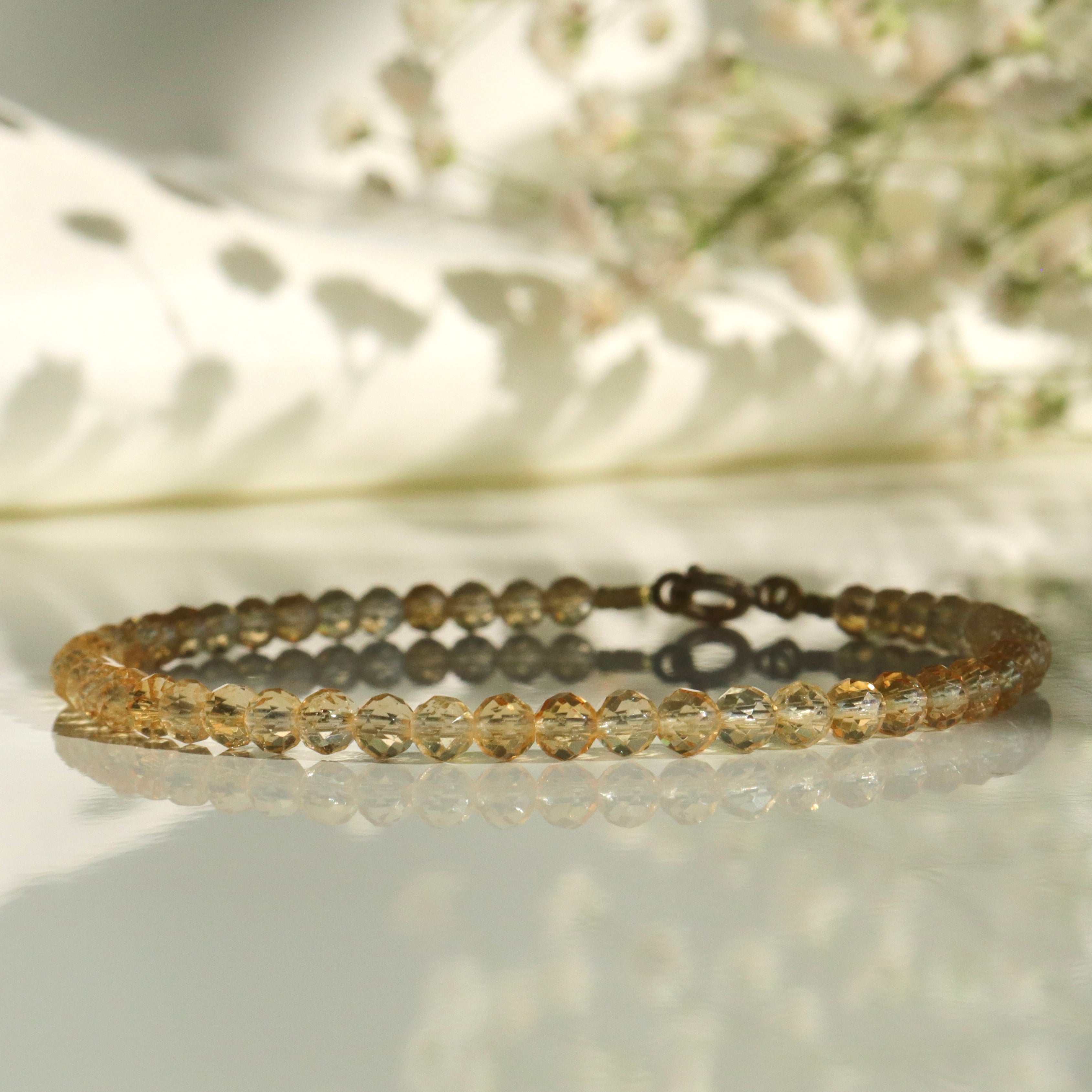 Dainty Citrine bracelet, elegant handmade jewelry with golden hues