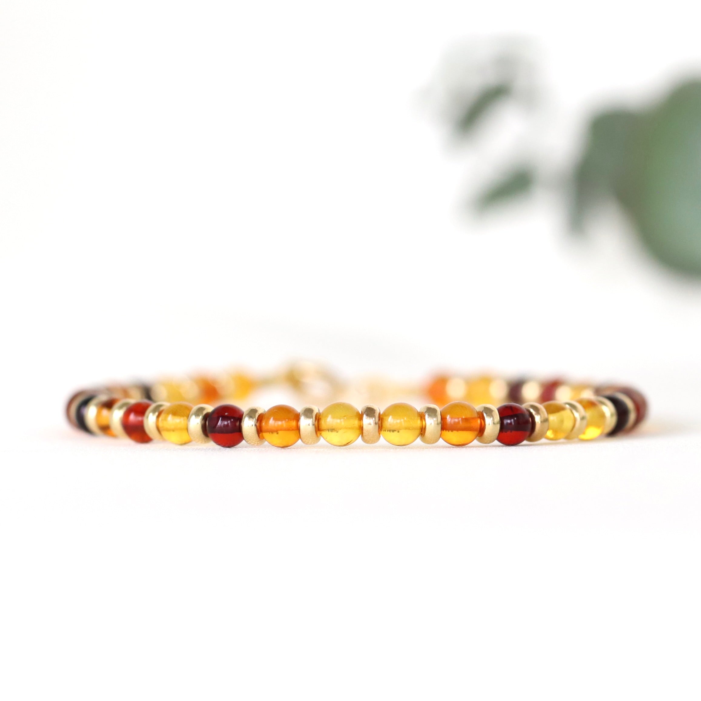 Dainty handmade Baltic Amber adjustable bracelet