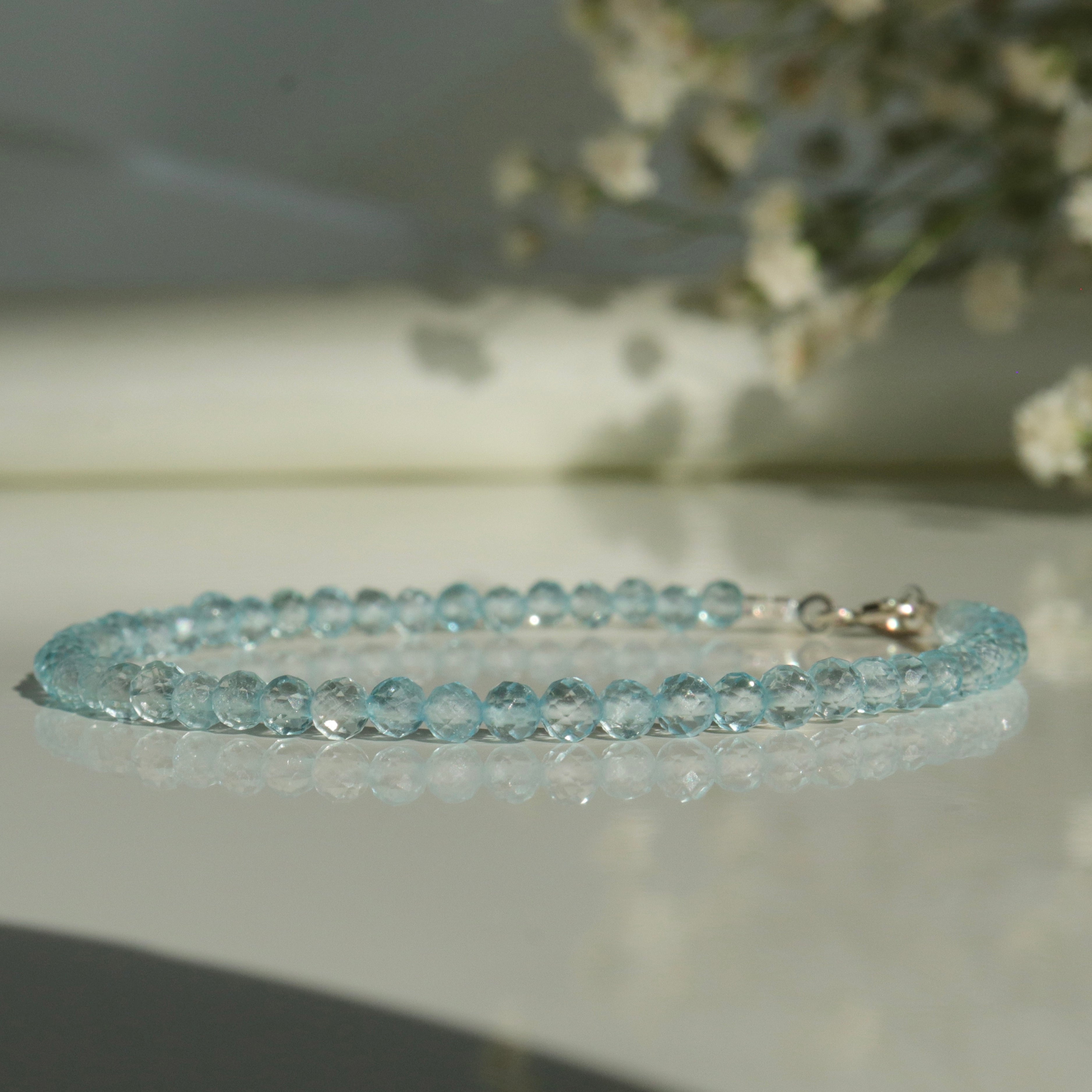 Dainty handmade Blue Topaz bracelet