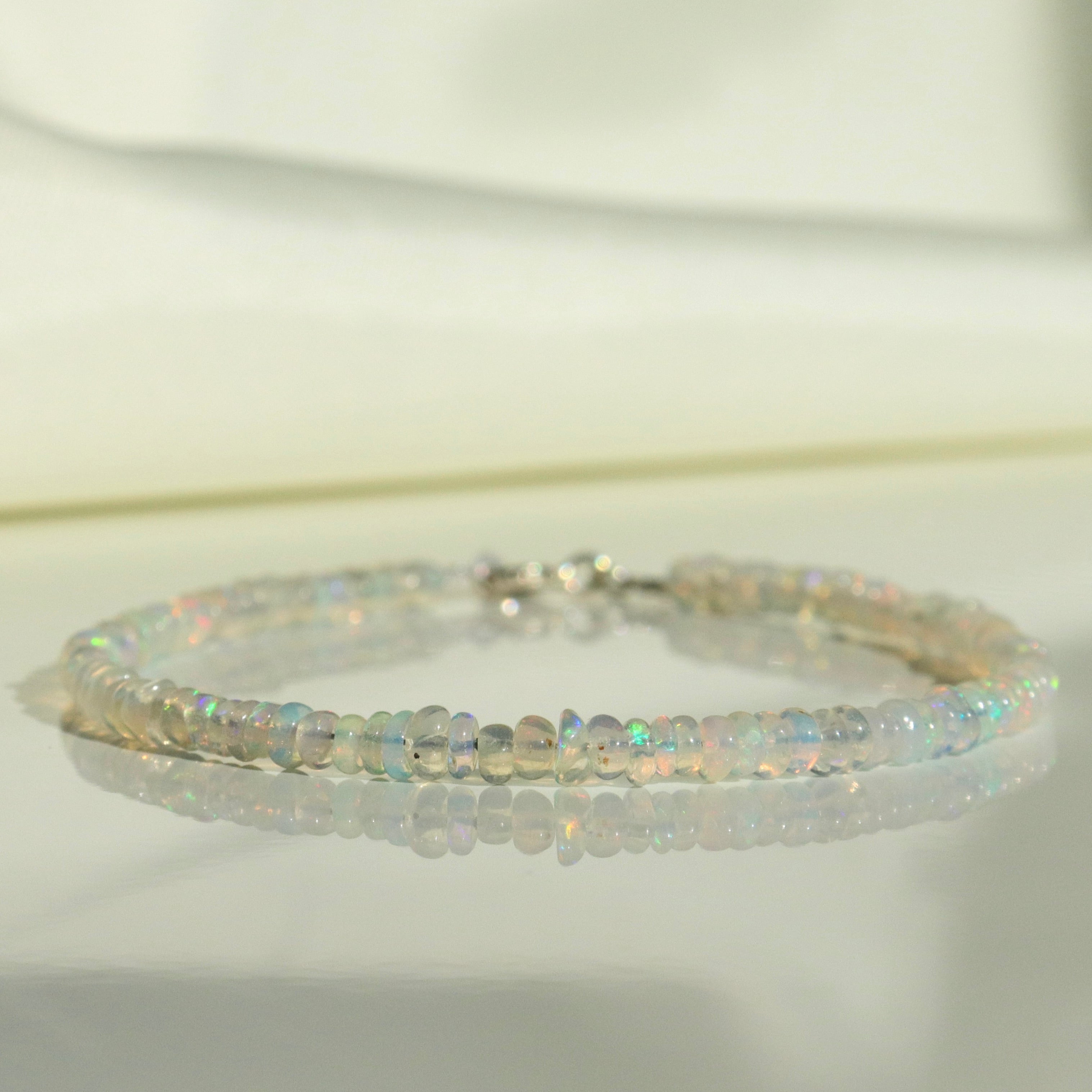 Dainty handmade Ethiopian Opal bracelet