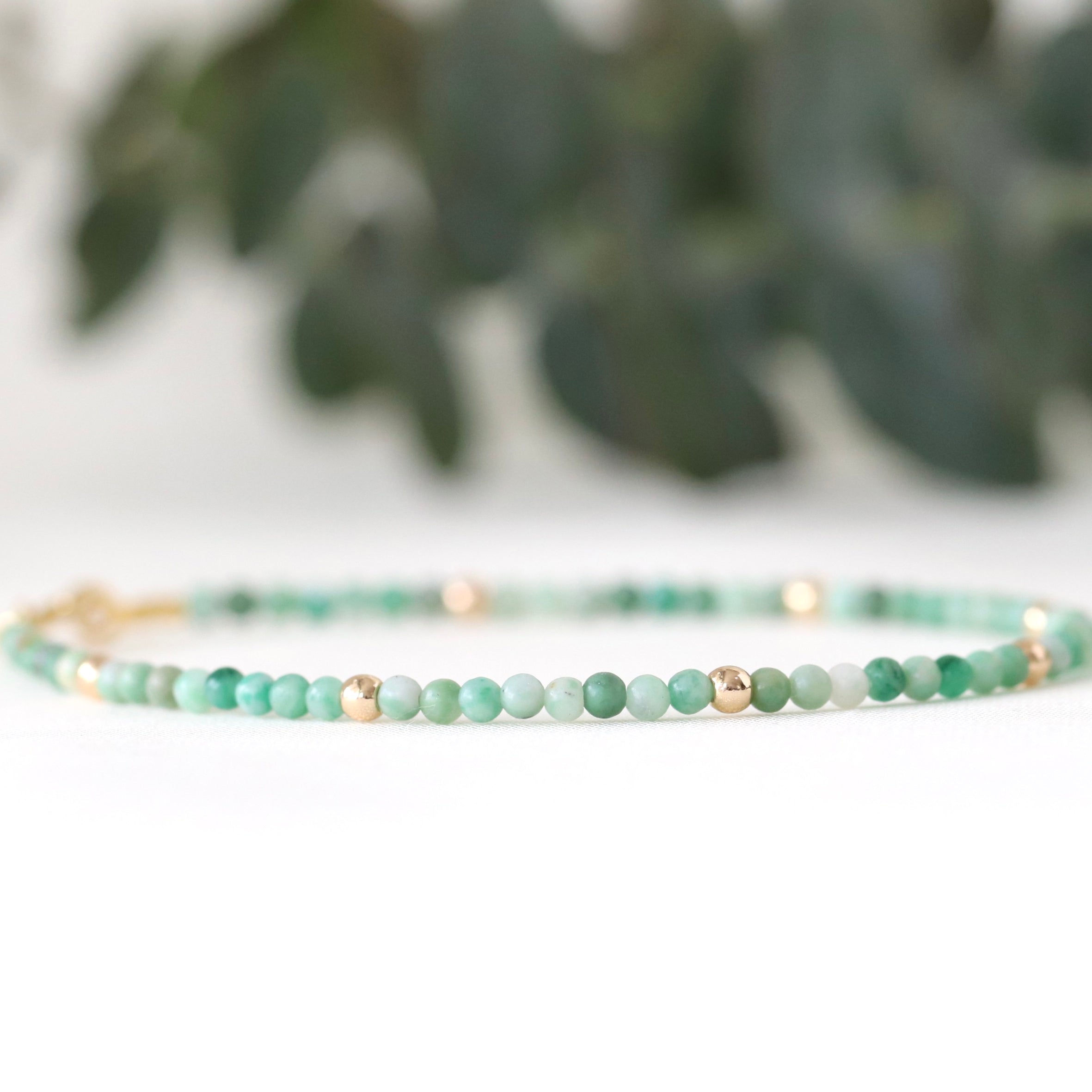 Dainty handmade green Jade bracelet