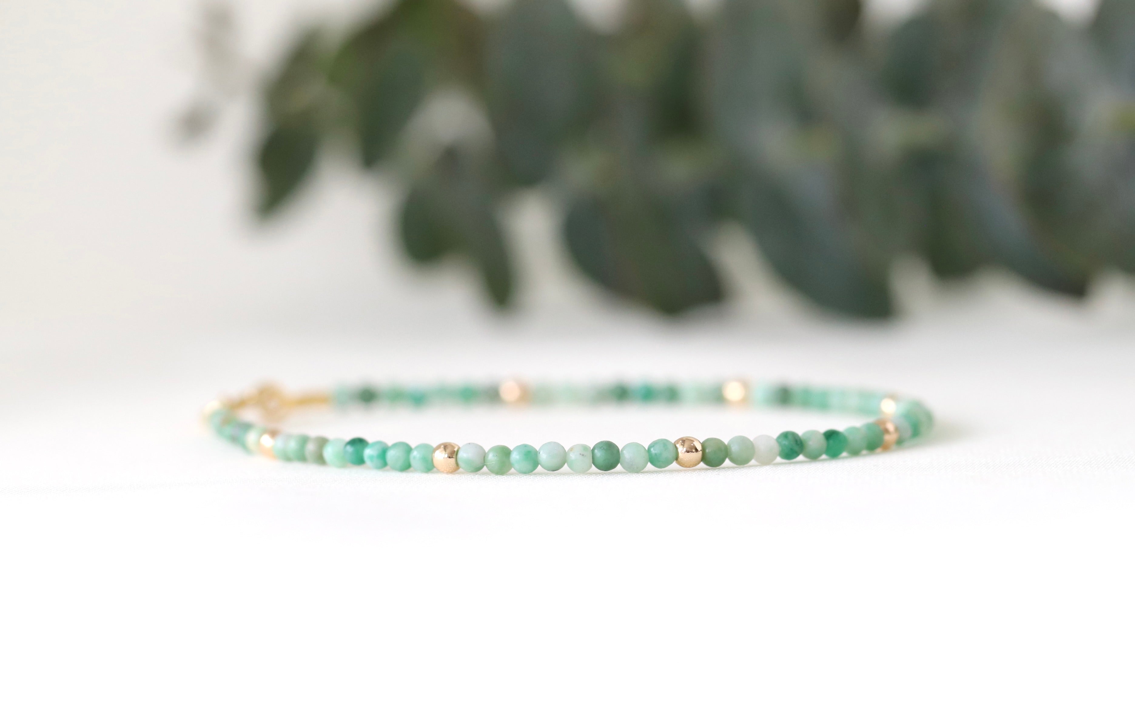 Dainty handmade green Jade bracelet