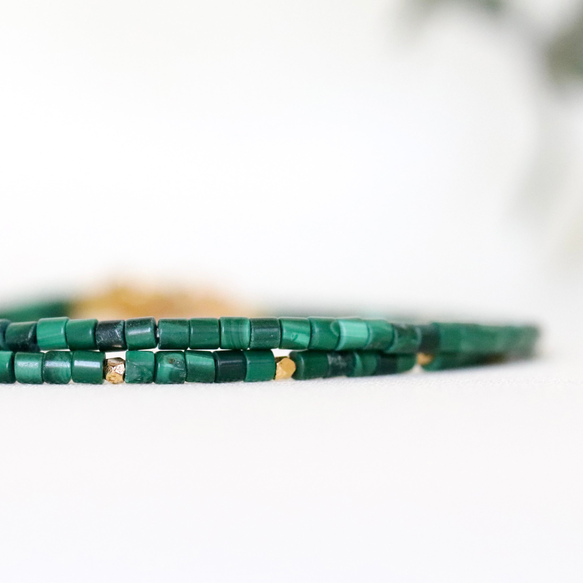 Dainty handmade Malachite bracelet by Oberia Jewelry