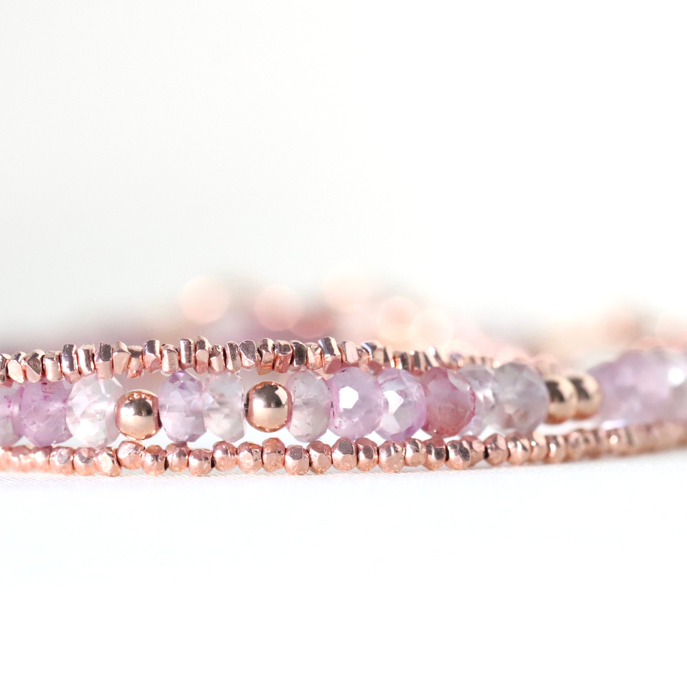 Dainty handmade Pink Amethyst bracelet