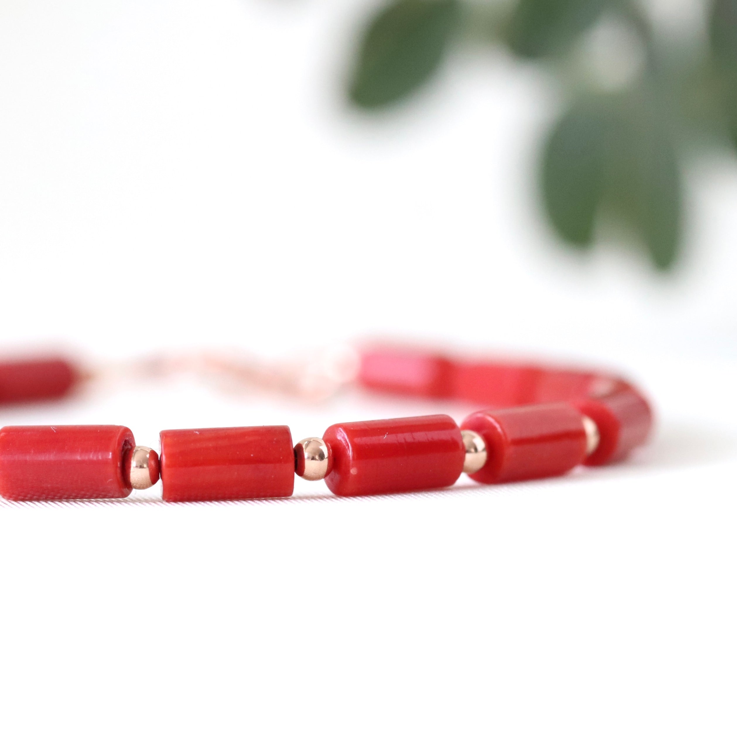 Dainty handmade Red Coral bracelet