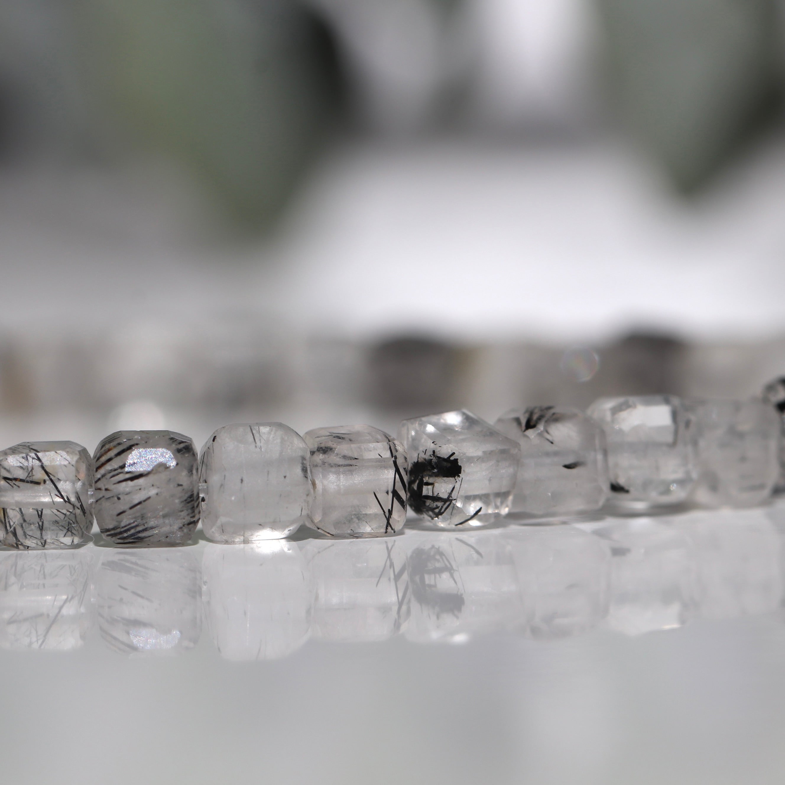 Dainty handmade Rutilated Quartz bracelet 4mm