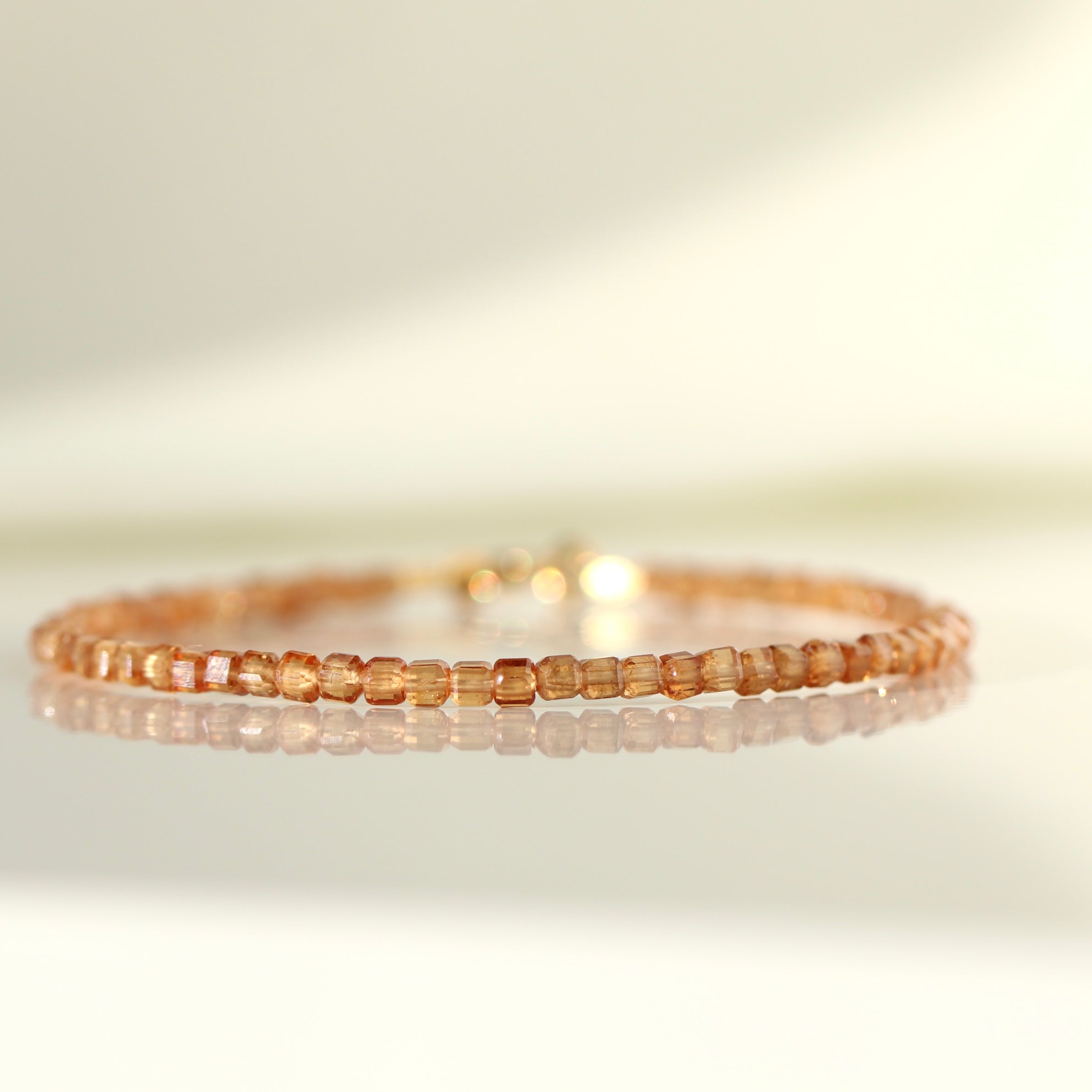 Dainty handmade Spessartine Garnet bracelet