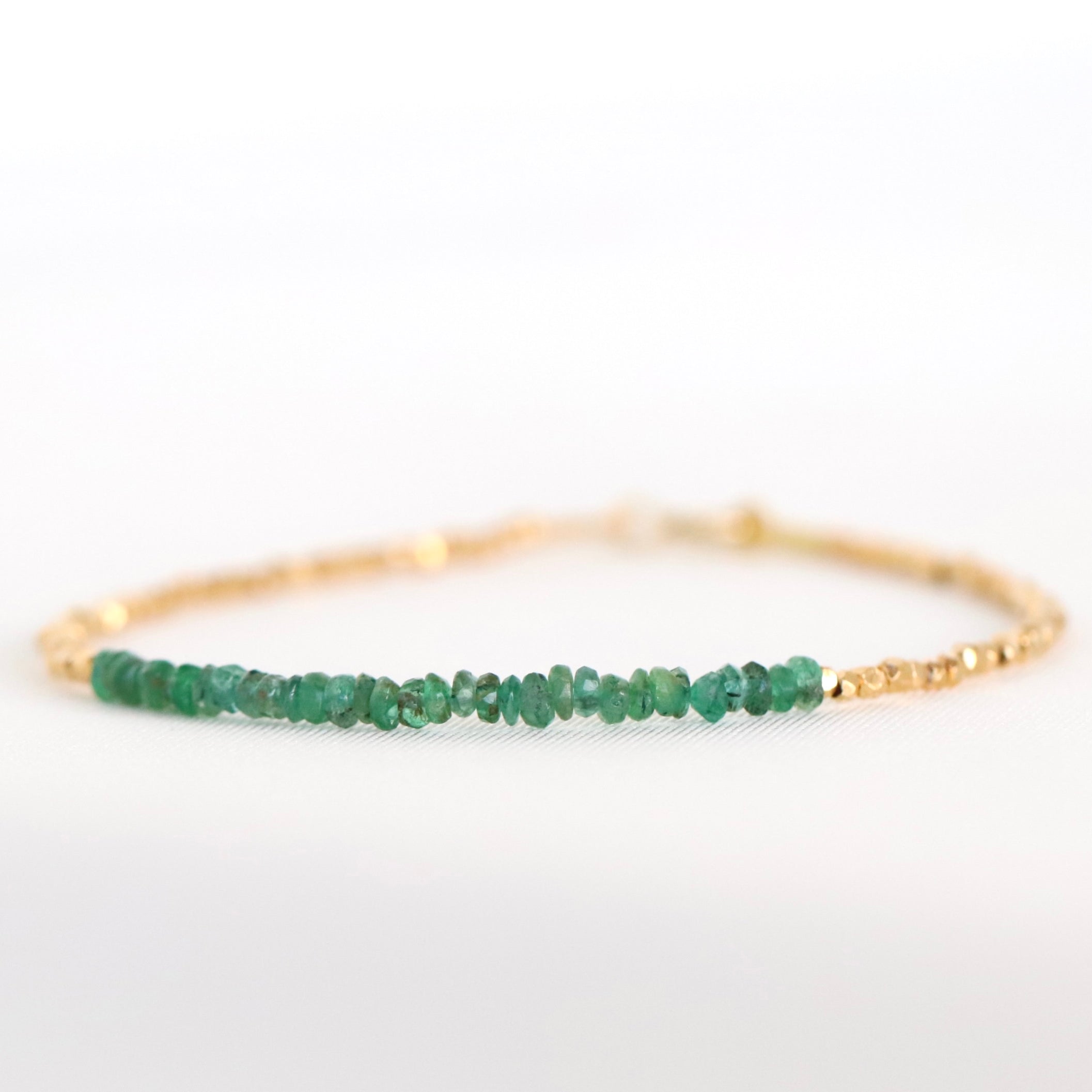 Dainty handmade Zambian Emerald bracelet