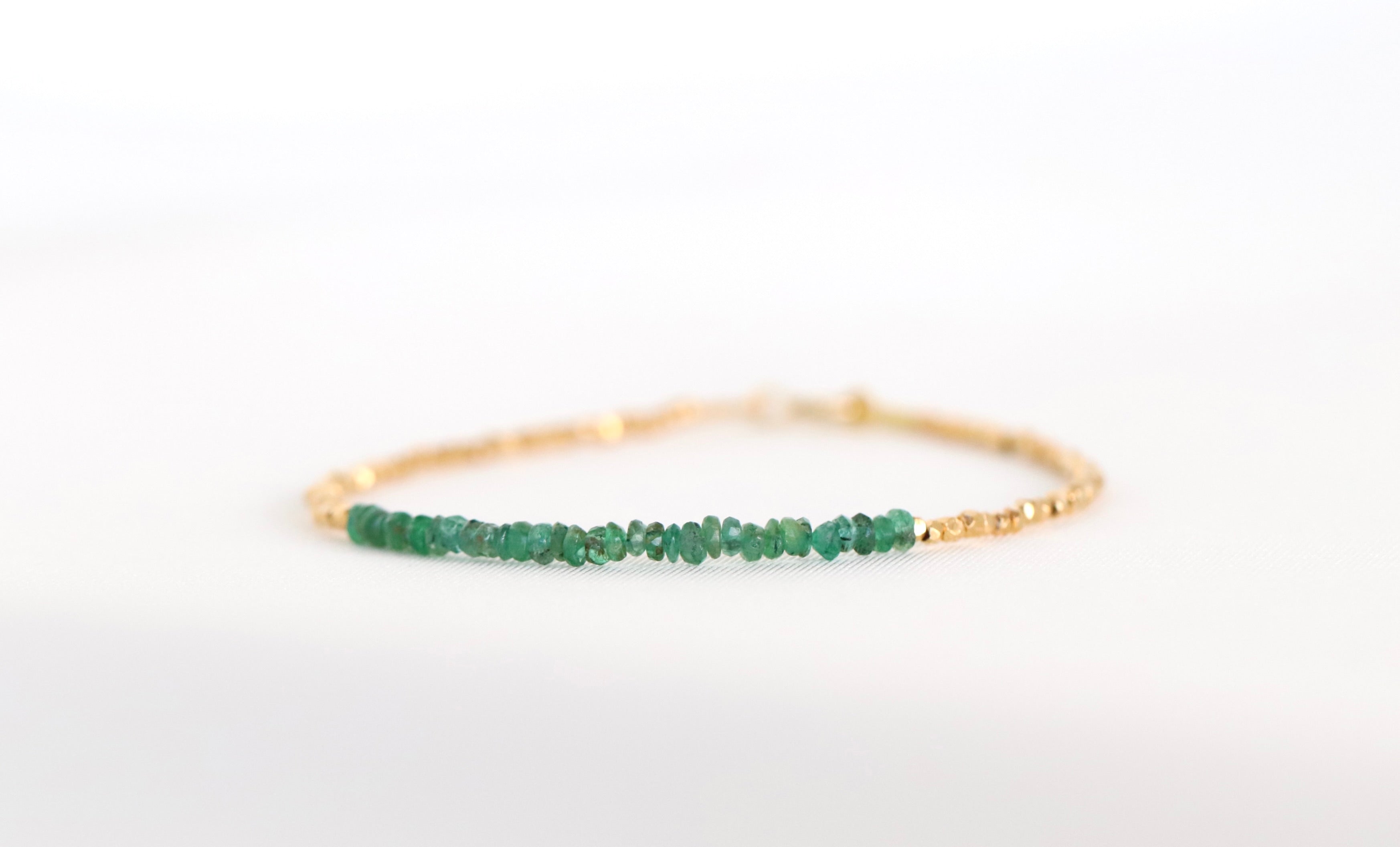 Dainty handmade Zambian Emerald bracelet