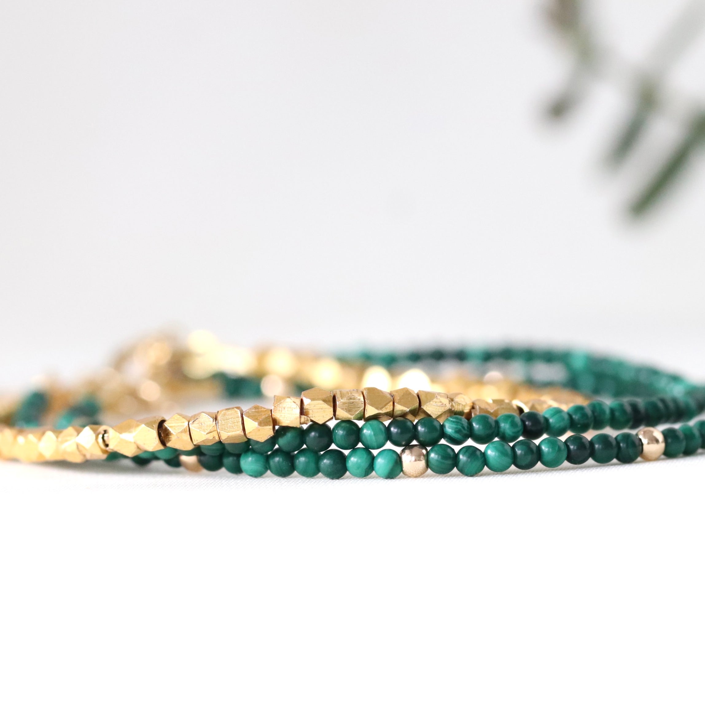 Dainty handmade malachite bracelet, timeless minimalist design