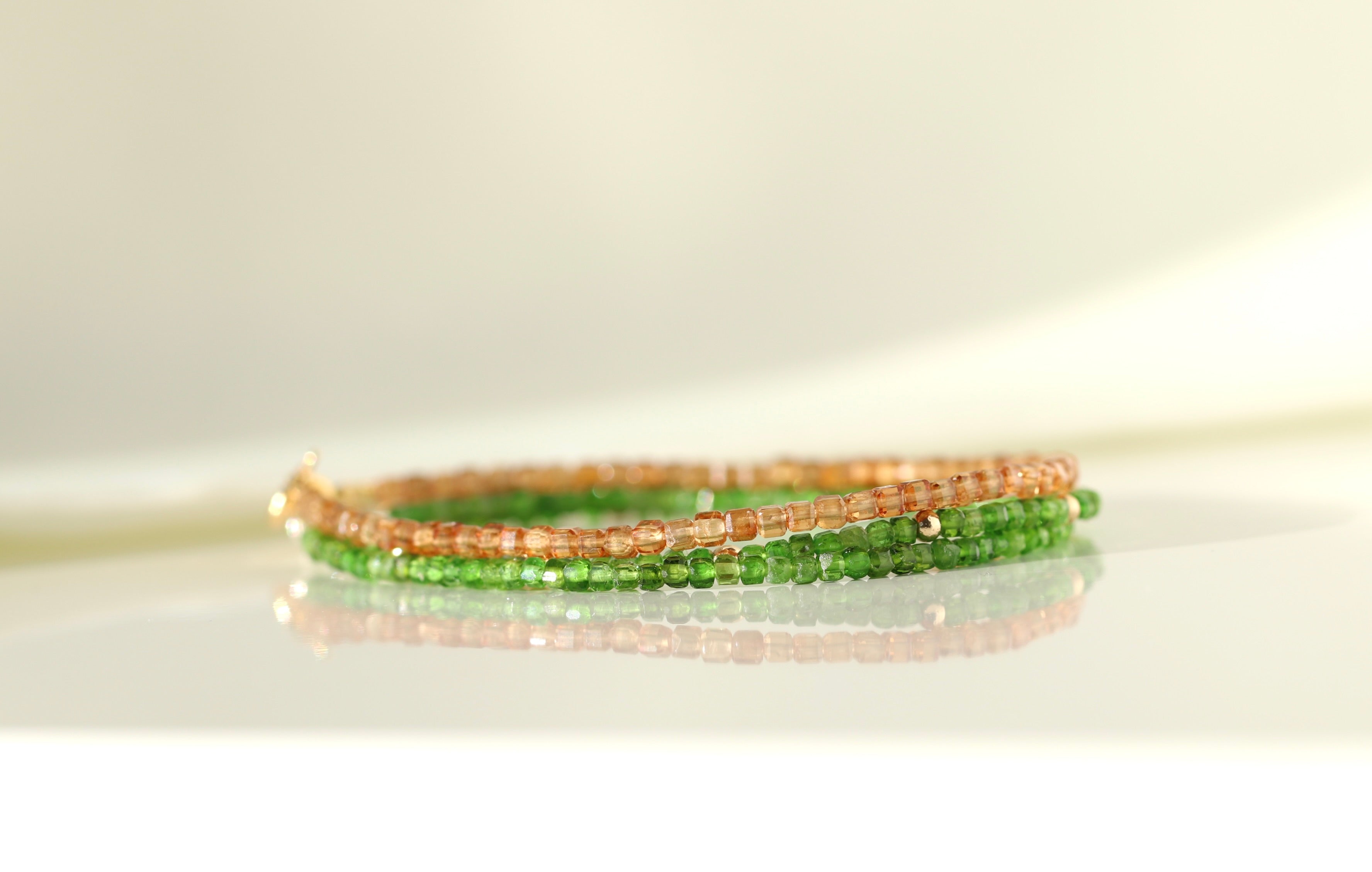 Dainty orange Garnet bracelet, timeless handmade jewelry design from Oberia Jewelry