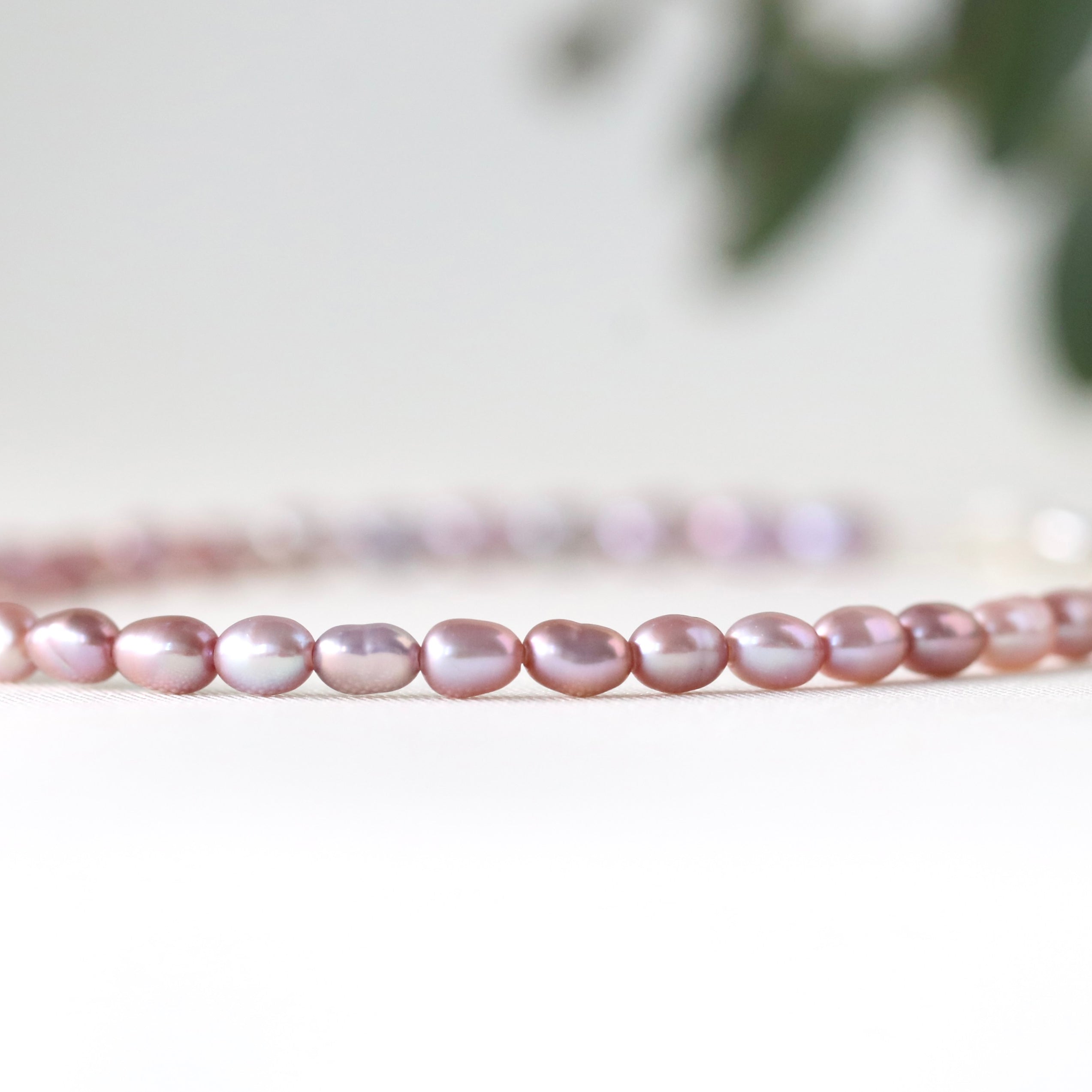 Dainty Rice Pink Pearl bracelet 2-3mm with sterling silver clasp, refined minimalist design