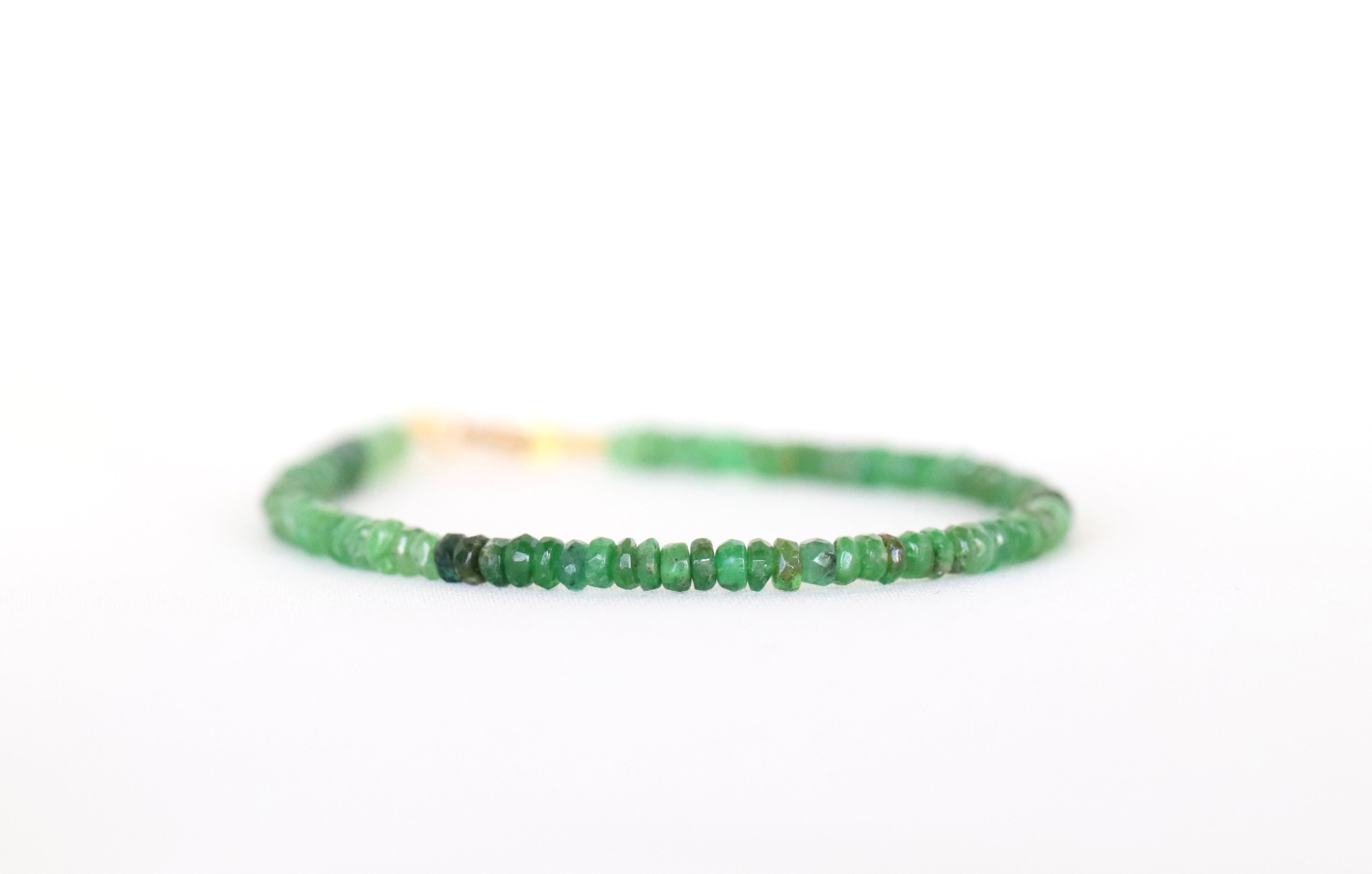 Dainty Tsavorite bracelet, elegant handcrafted design with natural green gemstones