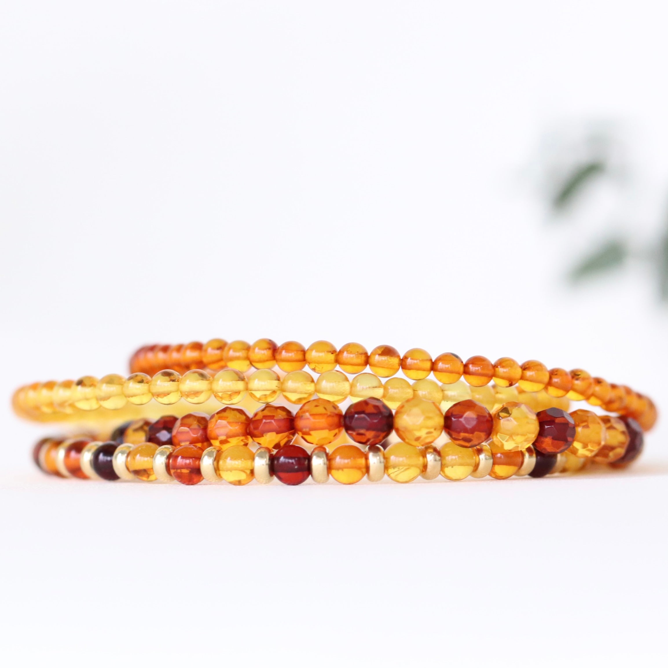 Dainty Yellow Baltic Amber bracelet, elegant handcrafted jewelry with natural amber beads