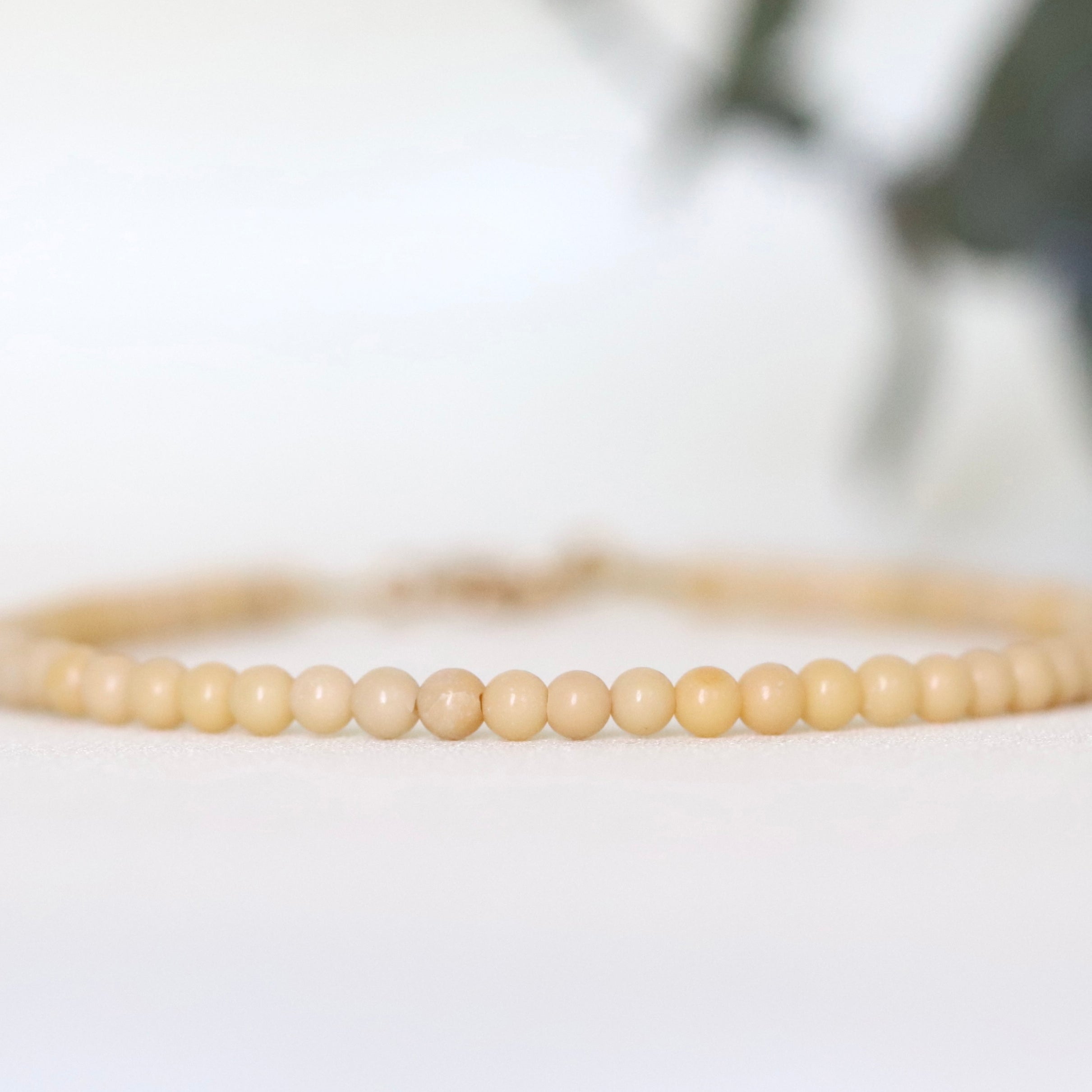 Dainty Yellow Nephrite Jade bracelet, timeless handmade jewelry from Oberia