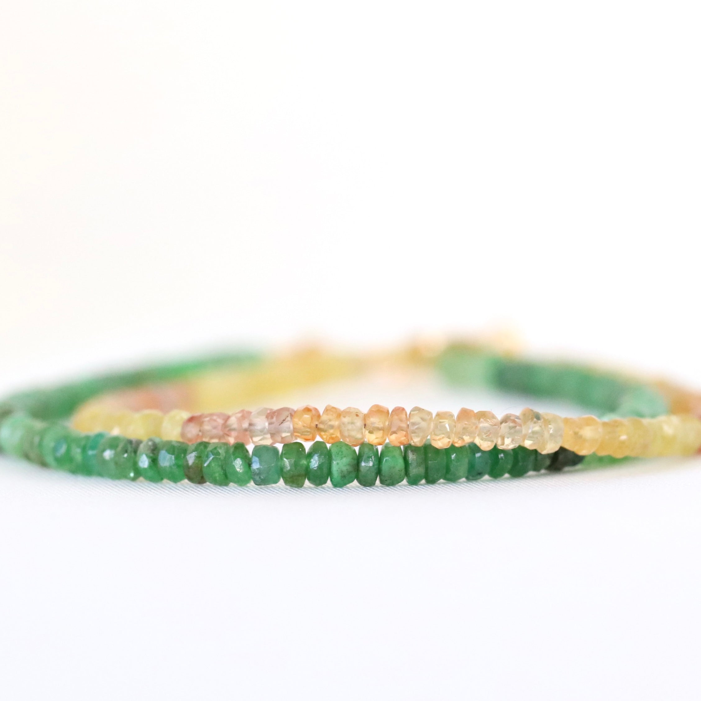 Dainty Yellow Orange Sapphire bracelet, elegant handcrafted design with natural gemstones