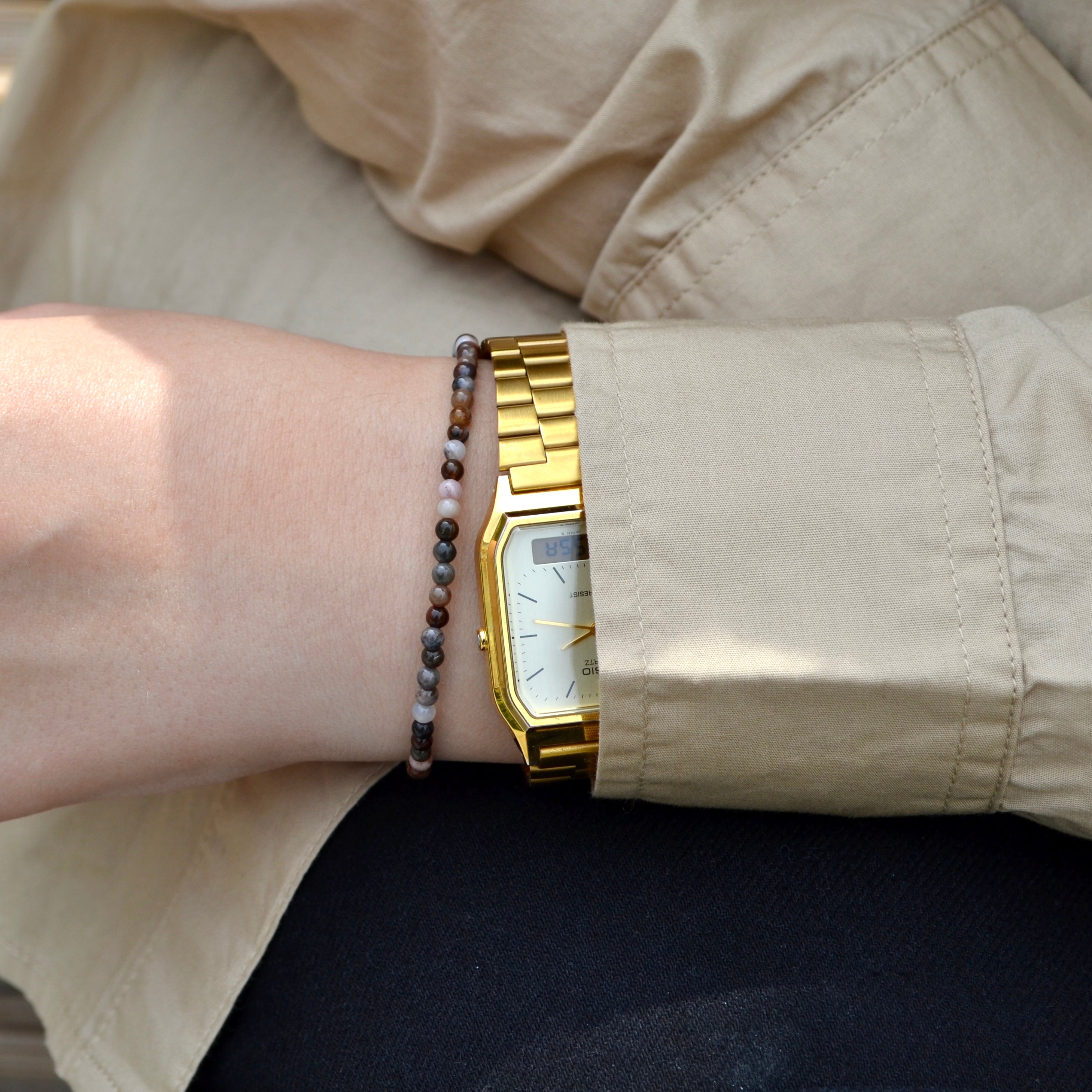 Delicate Petrified Wood bracelet by Oberia