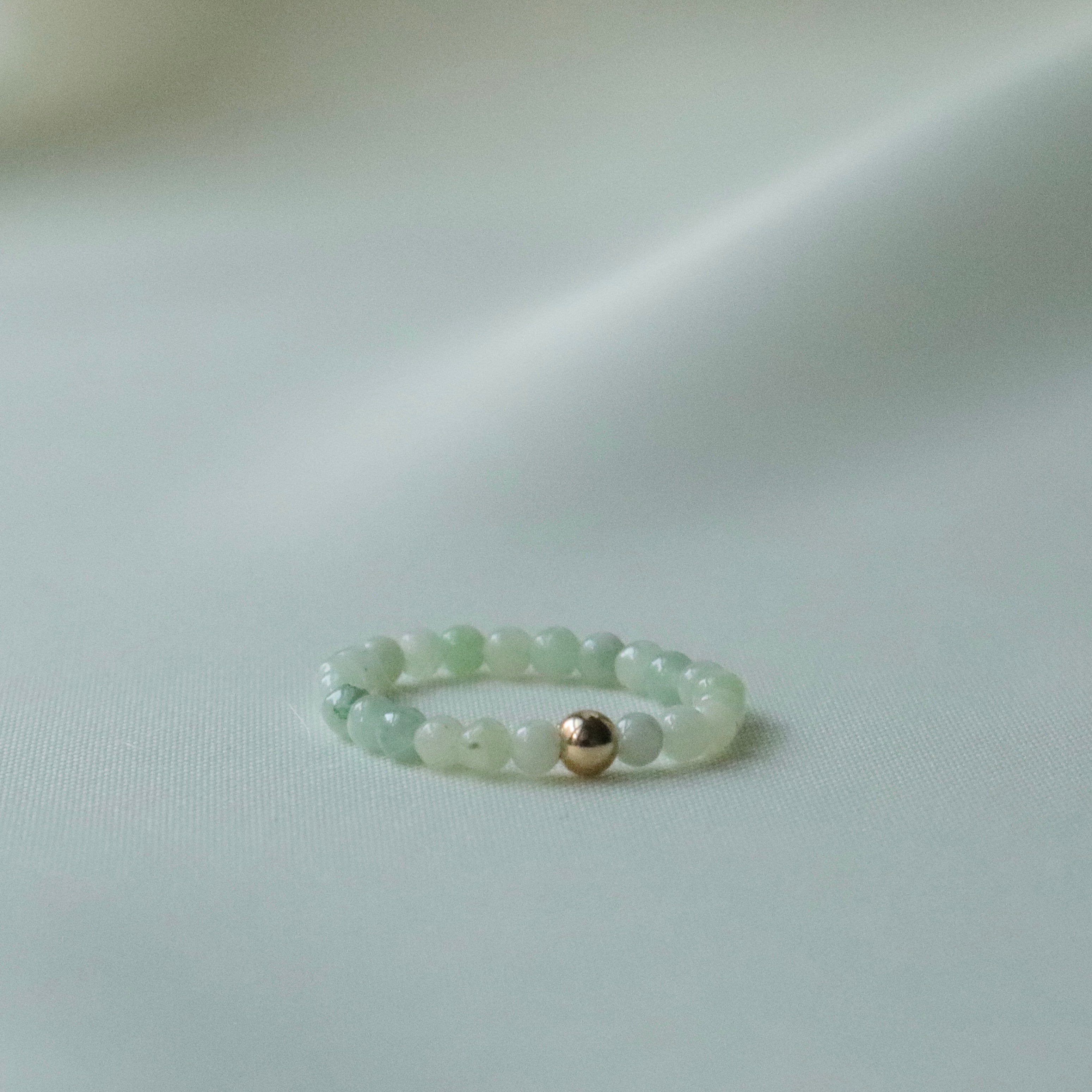 Elegant 2mm Jade elastic ring, handcrafted jewelry