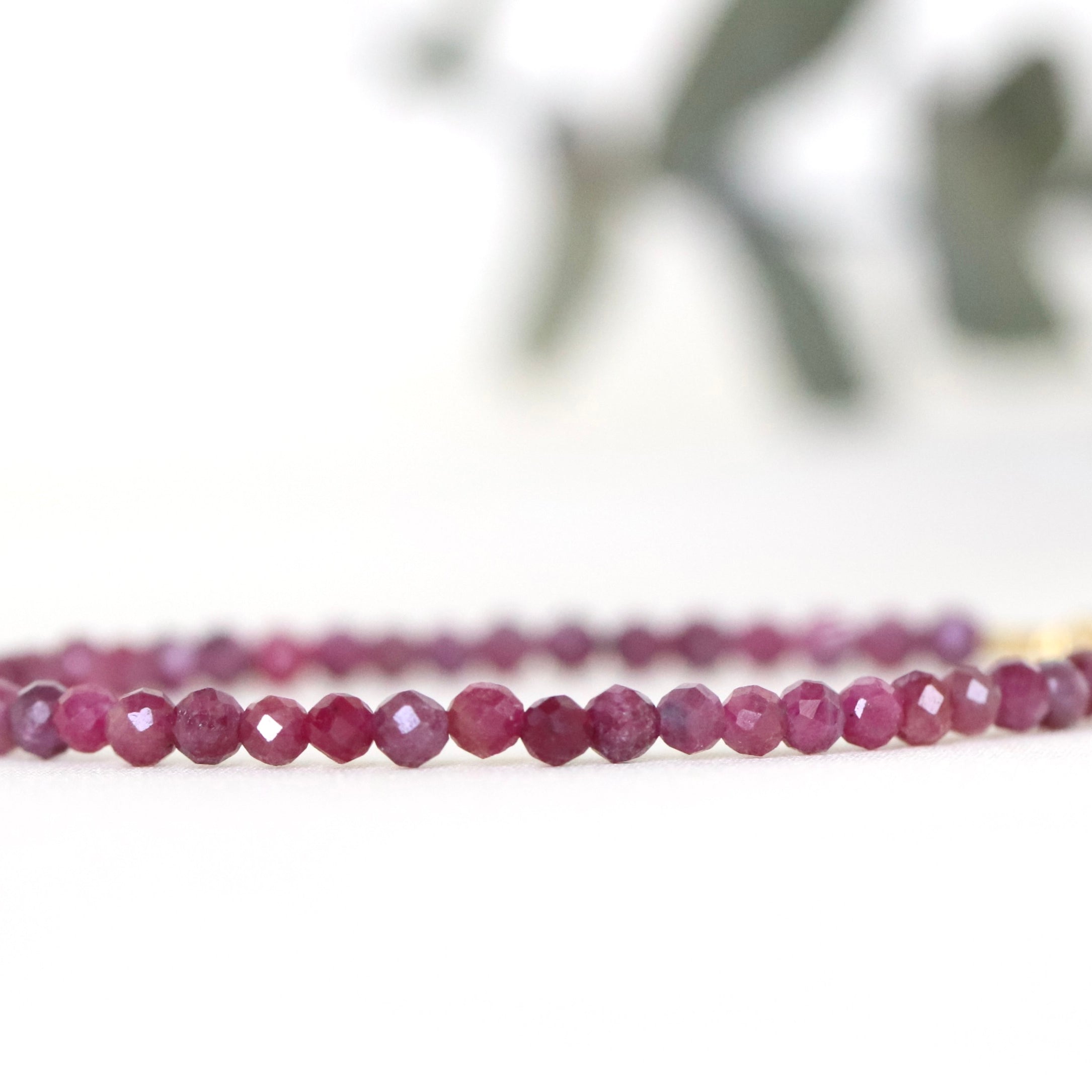 Elegant 3mm Pink Red Ruby bracelet by Oberia Jewelry