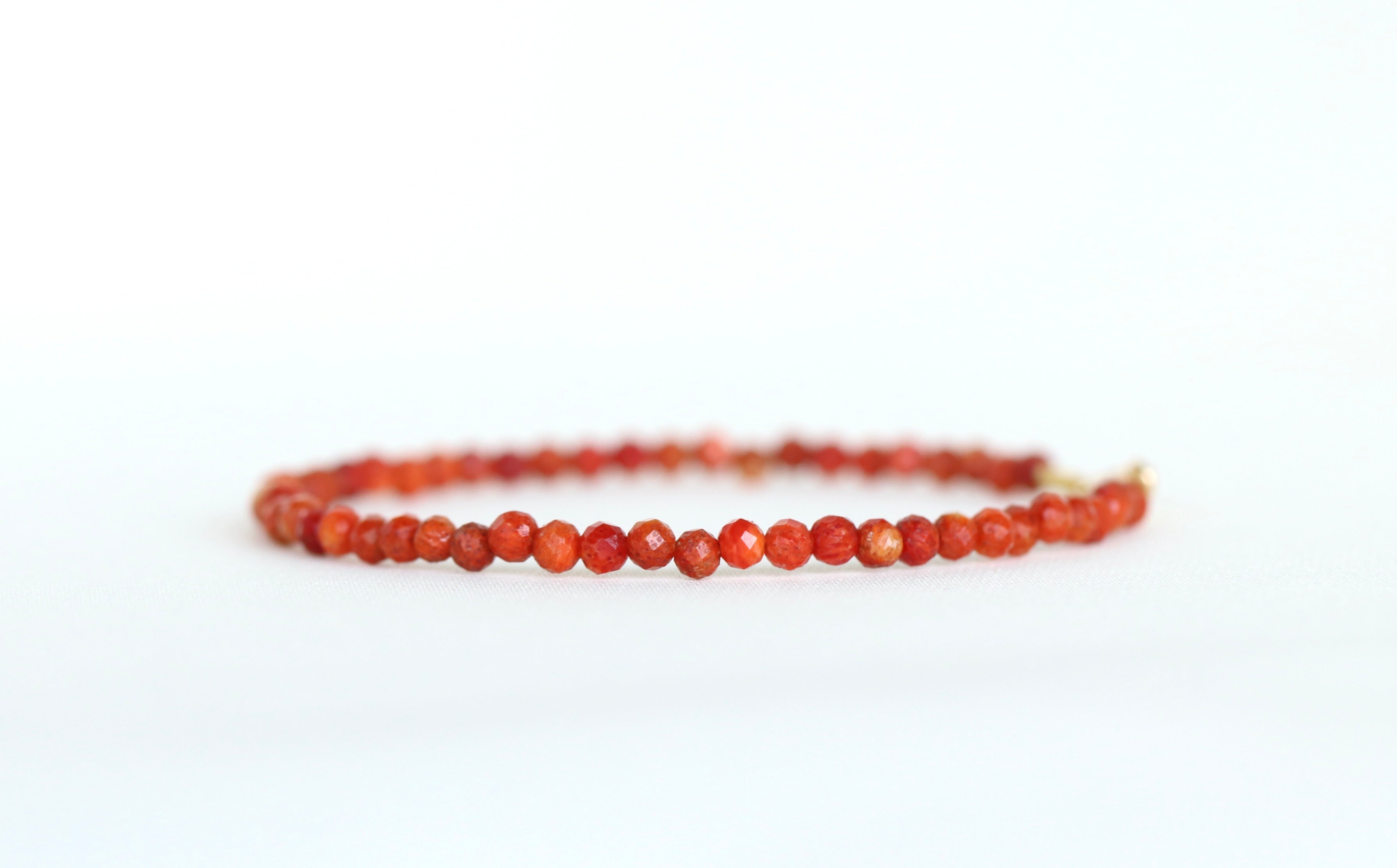 Elegant 3mm Red Coral beaded bracelet