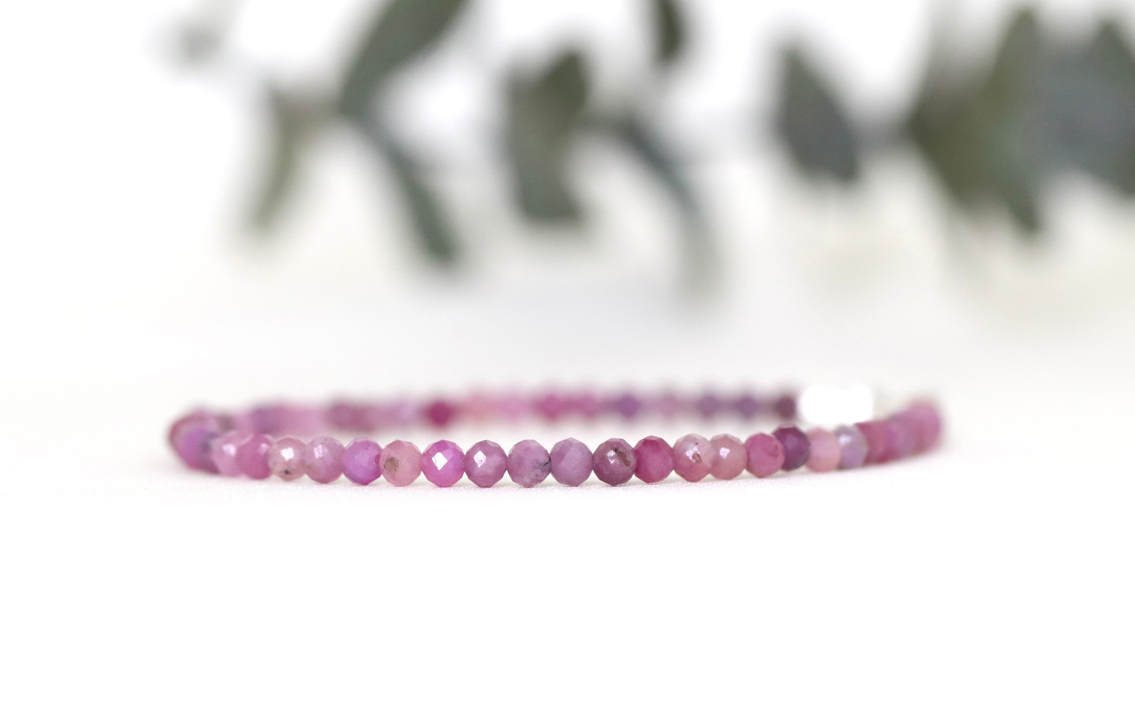 Elegant 3mm Ruby bracelet, handmade jewelry