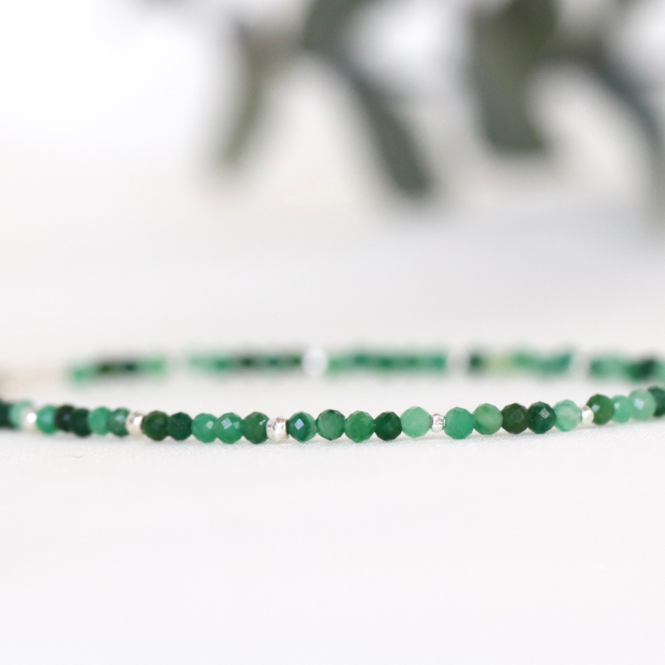 Elegant African Jade bracelet with silver accents