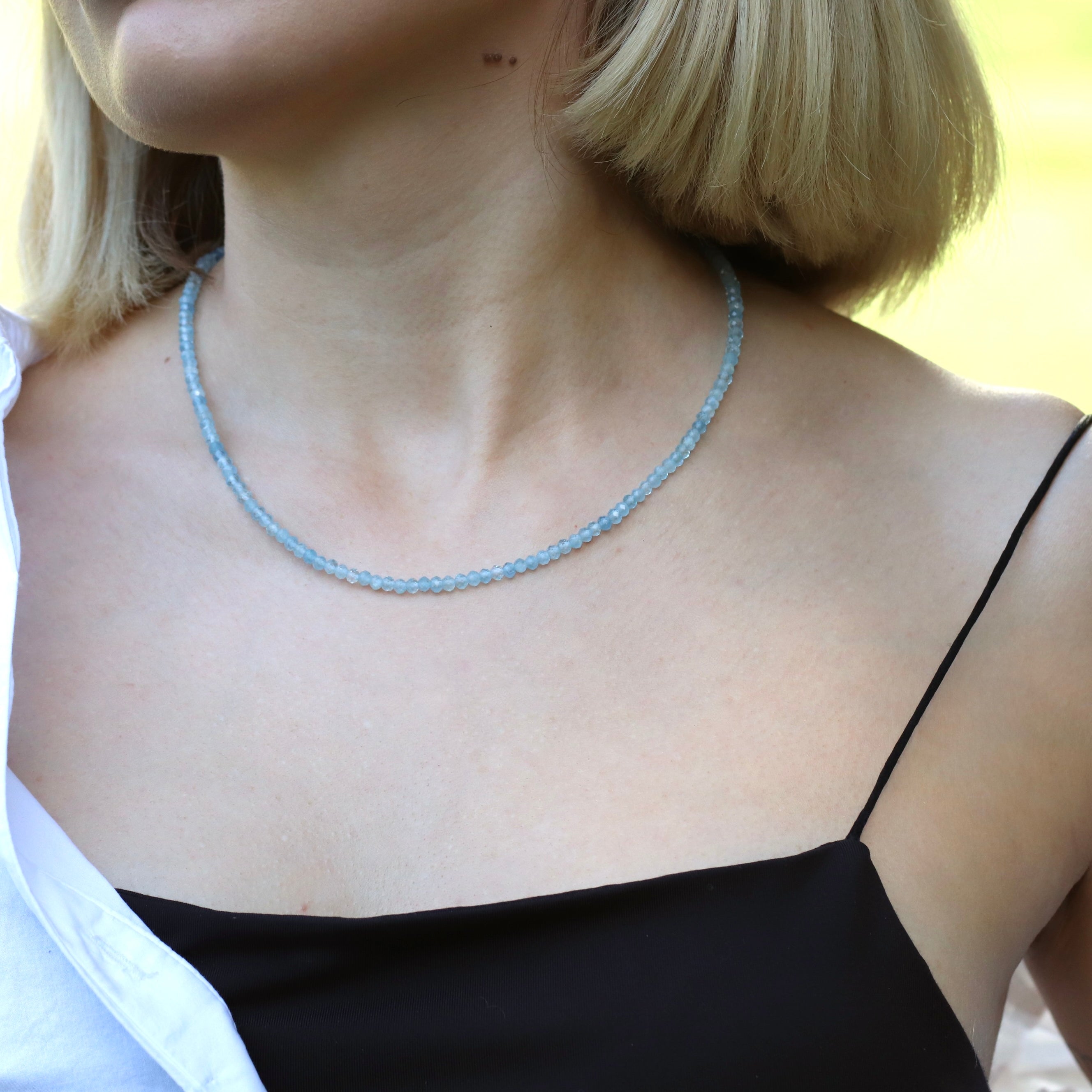 Elegant Aquamarine necklace with sterling silver