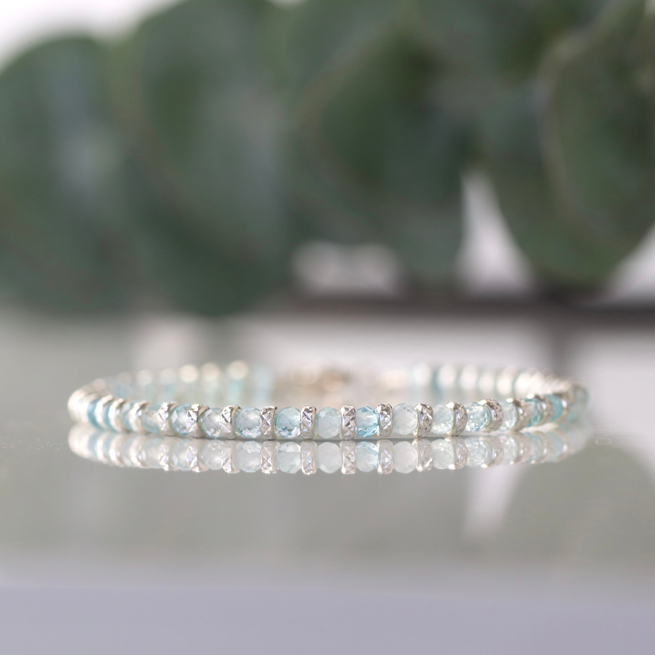 Elegant Blue Topaz bracelet, handmade with 925 sterling silver for a refined, radiant look