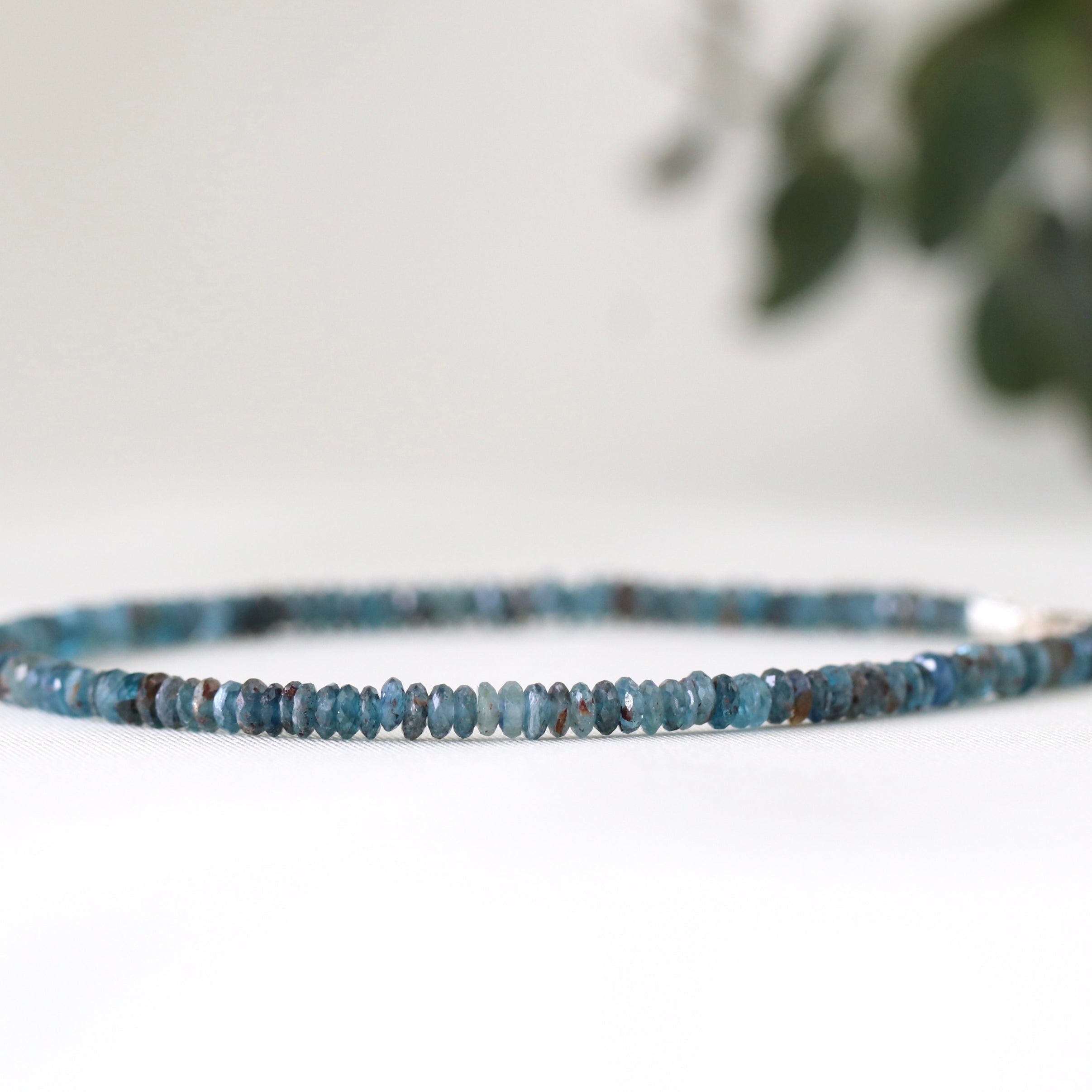 Elegant Dark Teal Kyanite bracelet, handcrafted