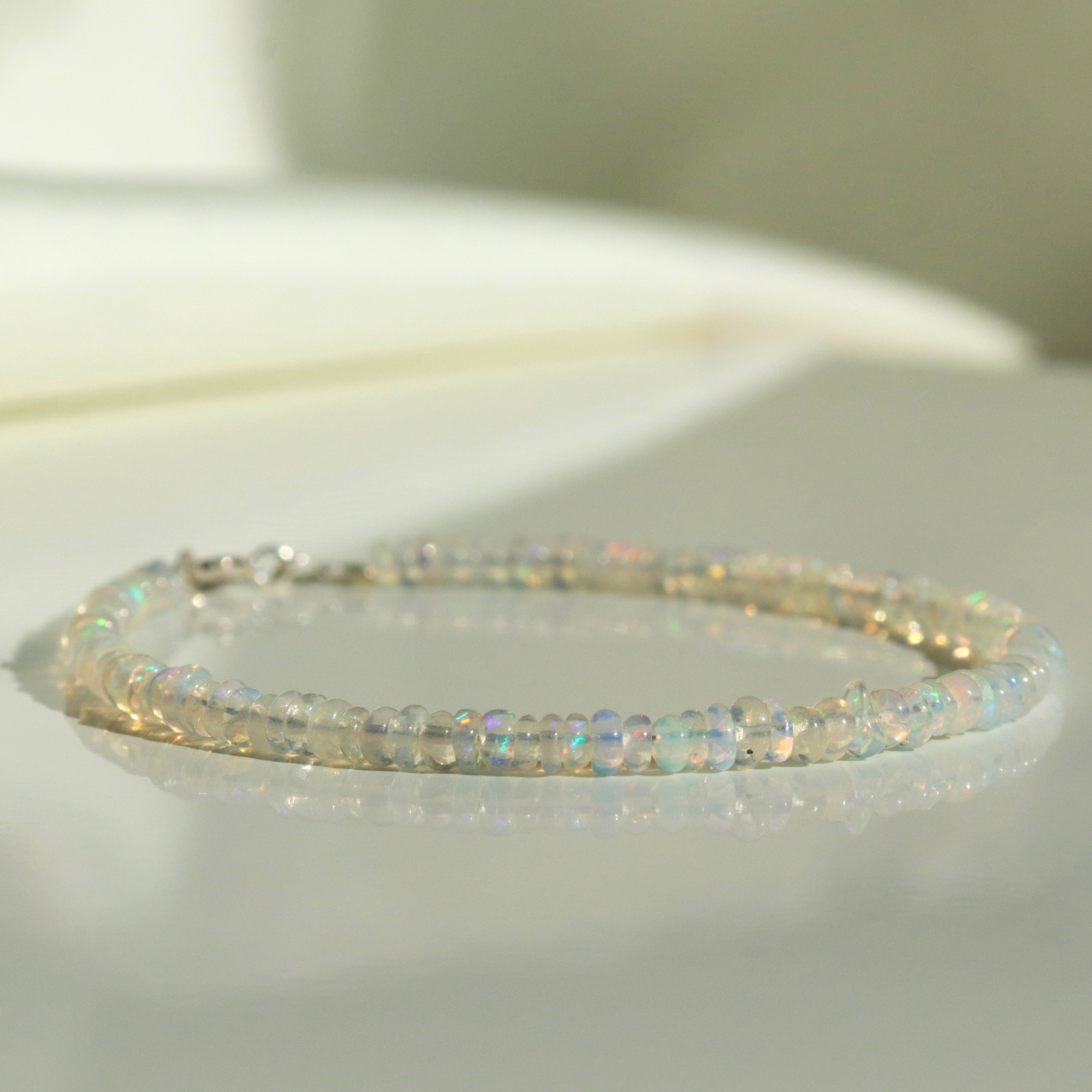 Elegant Ethiopian Opal bracelet, handcrafted jewelry
