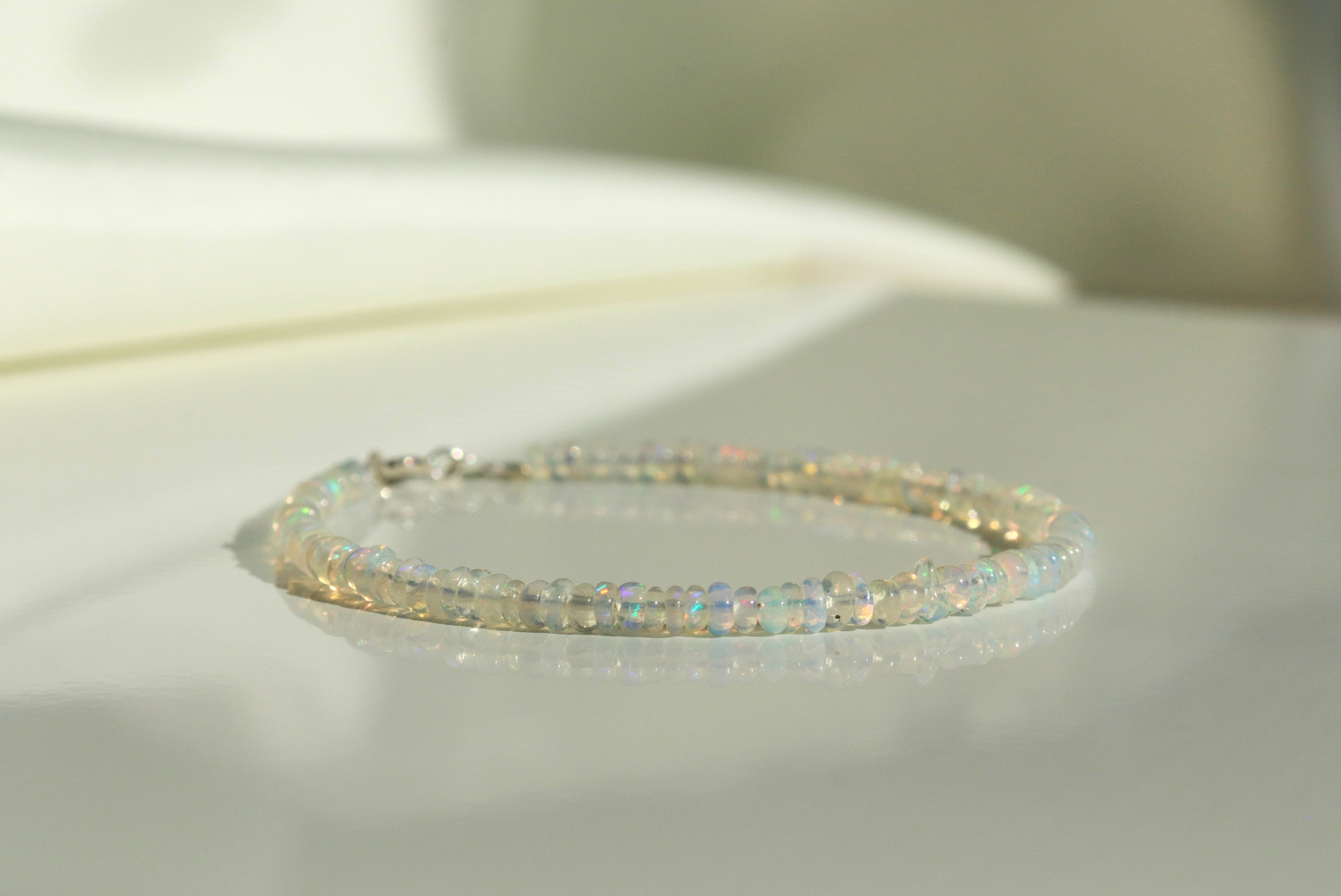 Elegant Ethiopian Opal bracelet, handcrafted jewelry