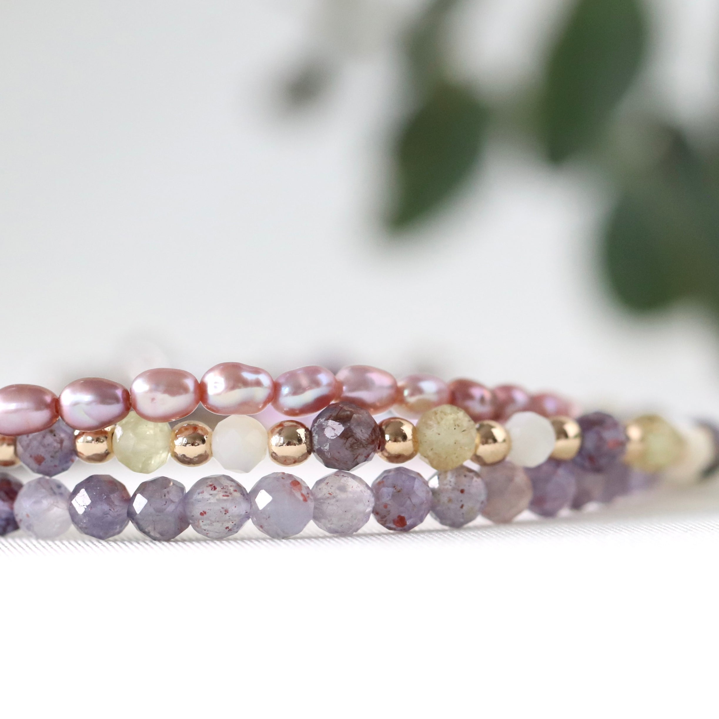 Elegant Iolite bracelet with Sunstone shimmer