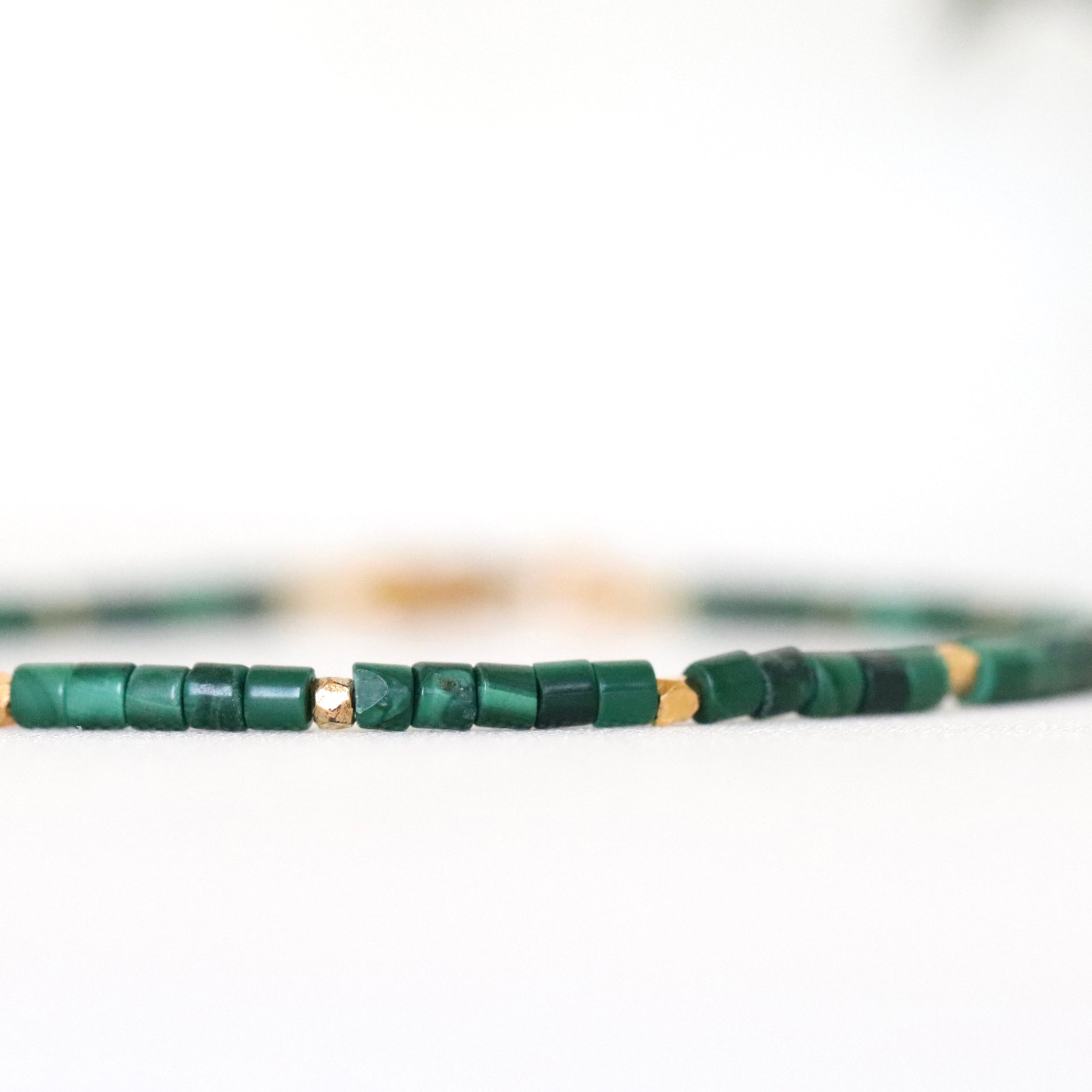 Elegant Malachite bracelet with gold vermeil accents