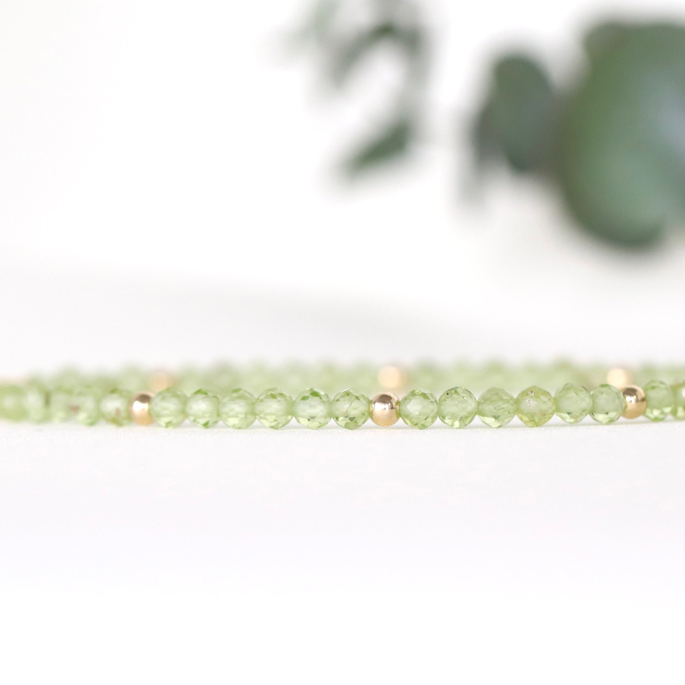 Elegant Peridot bracelet with 14k gold filled beads