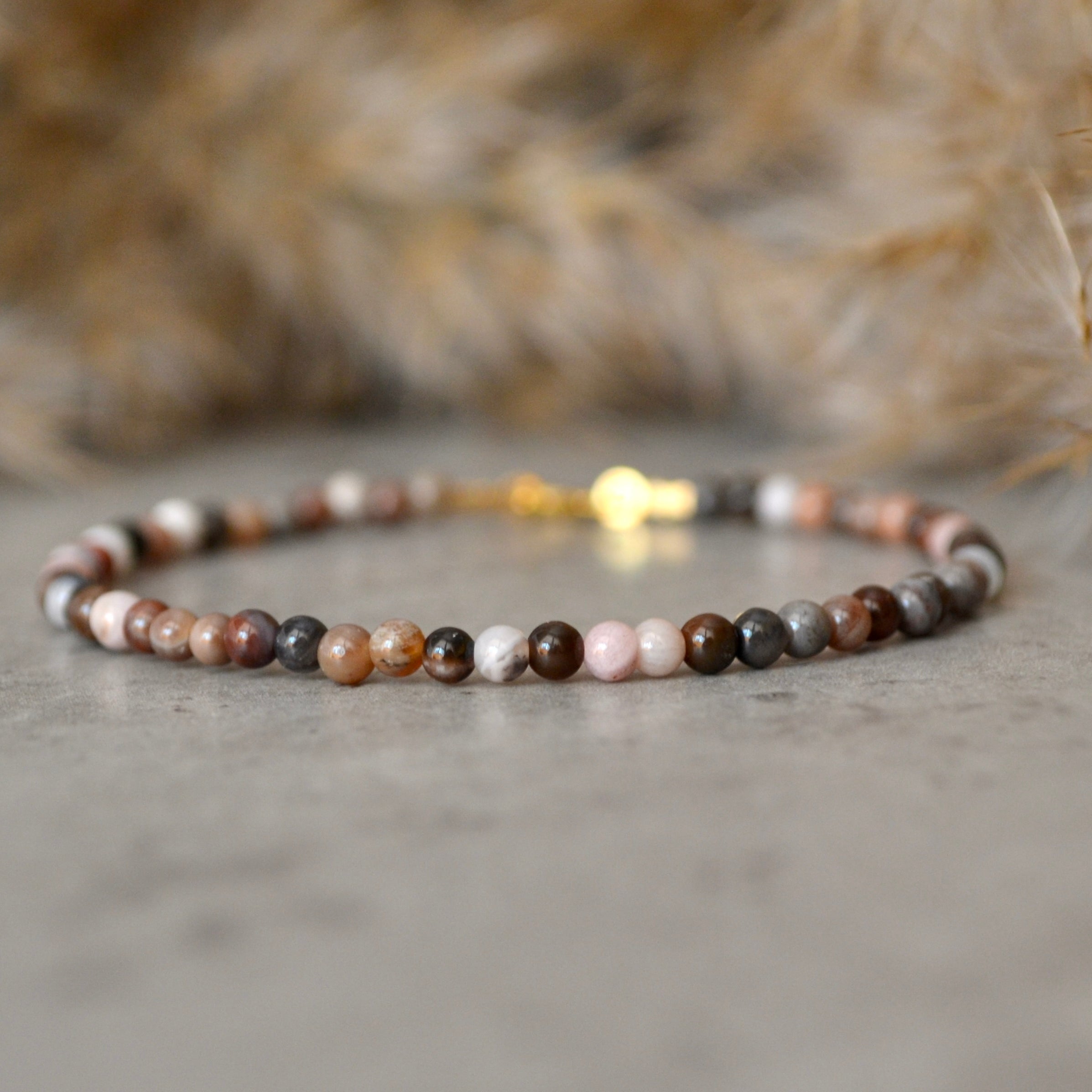 Elegant Petrified Wood bracelet, natural tones