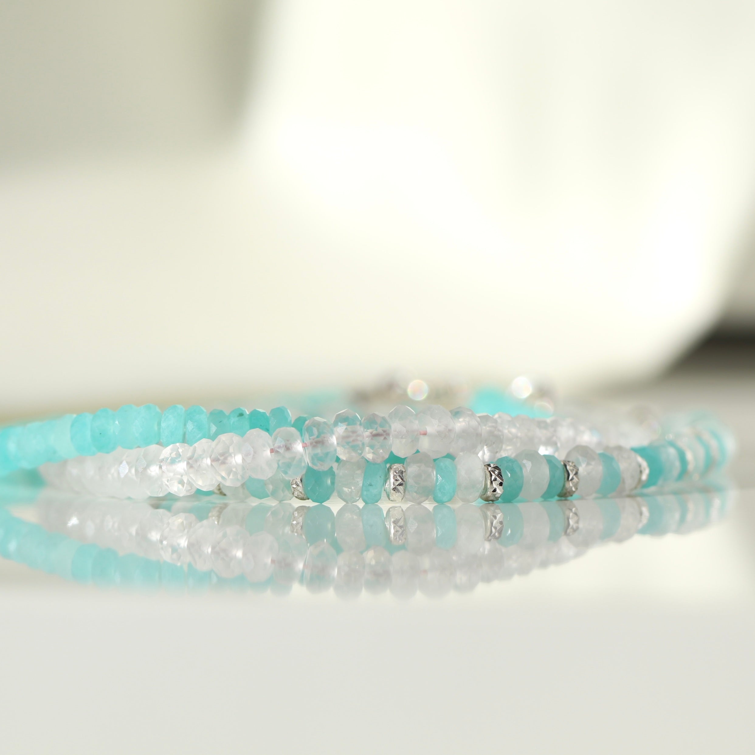 Elegant Rose Quartz bracelet with sterling silver clasp