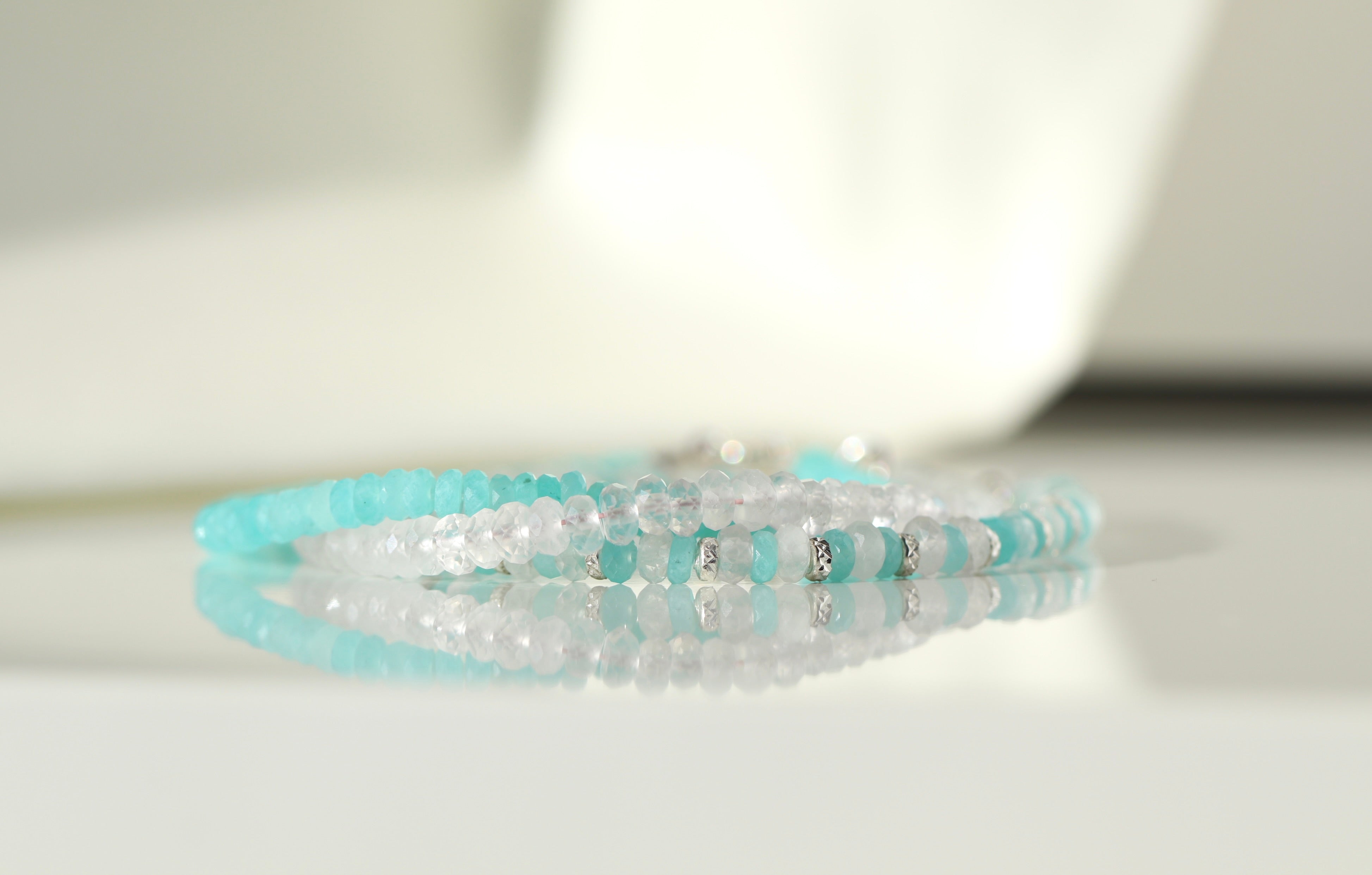 Elegant Rose Quartz bracelet with sterling silver clasp