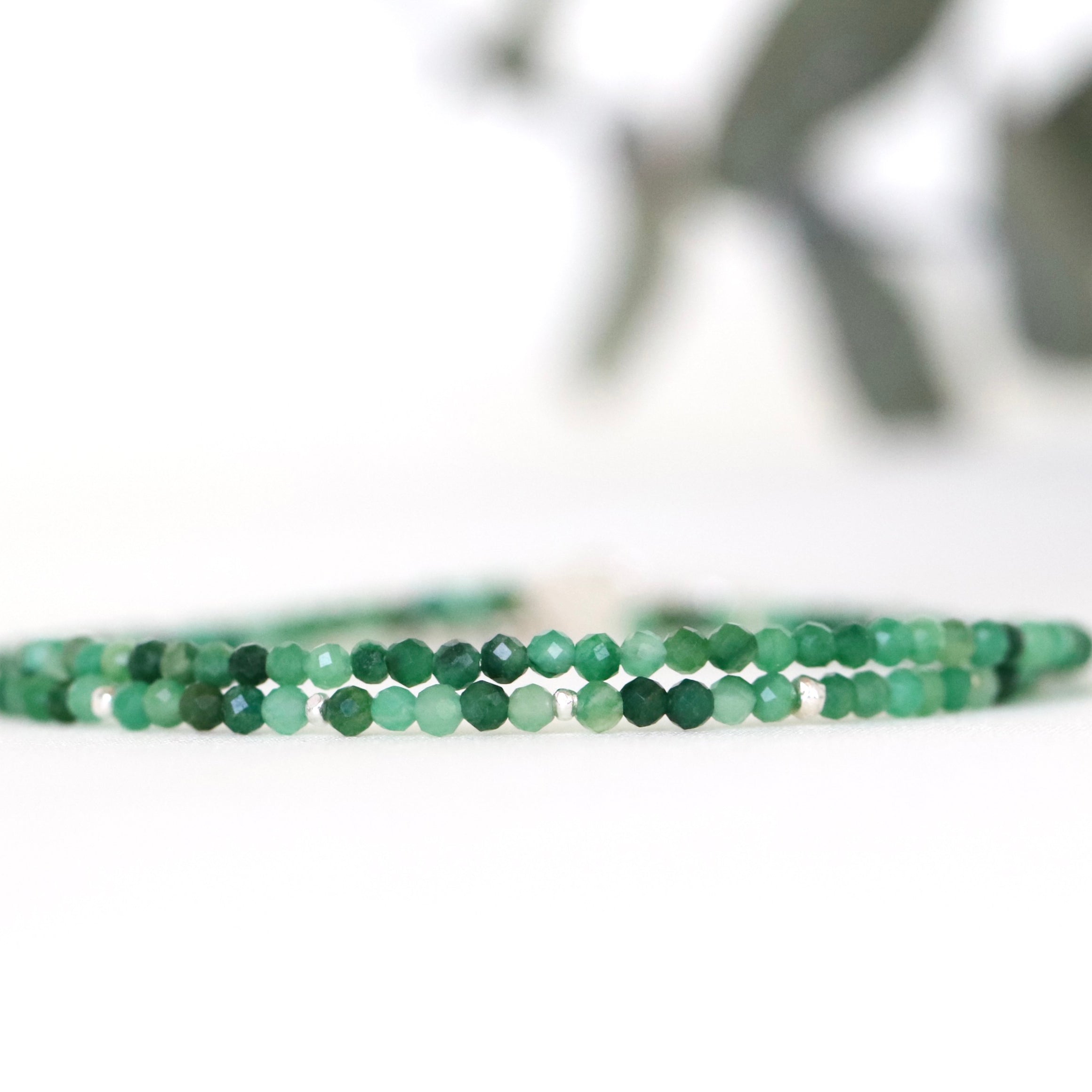 Handmade African Jade bracelet with sterling silver beads, elegant minimalist jewelry by Oberia Jewelry