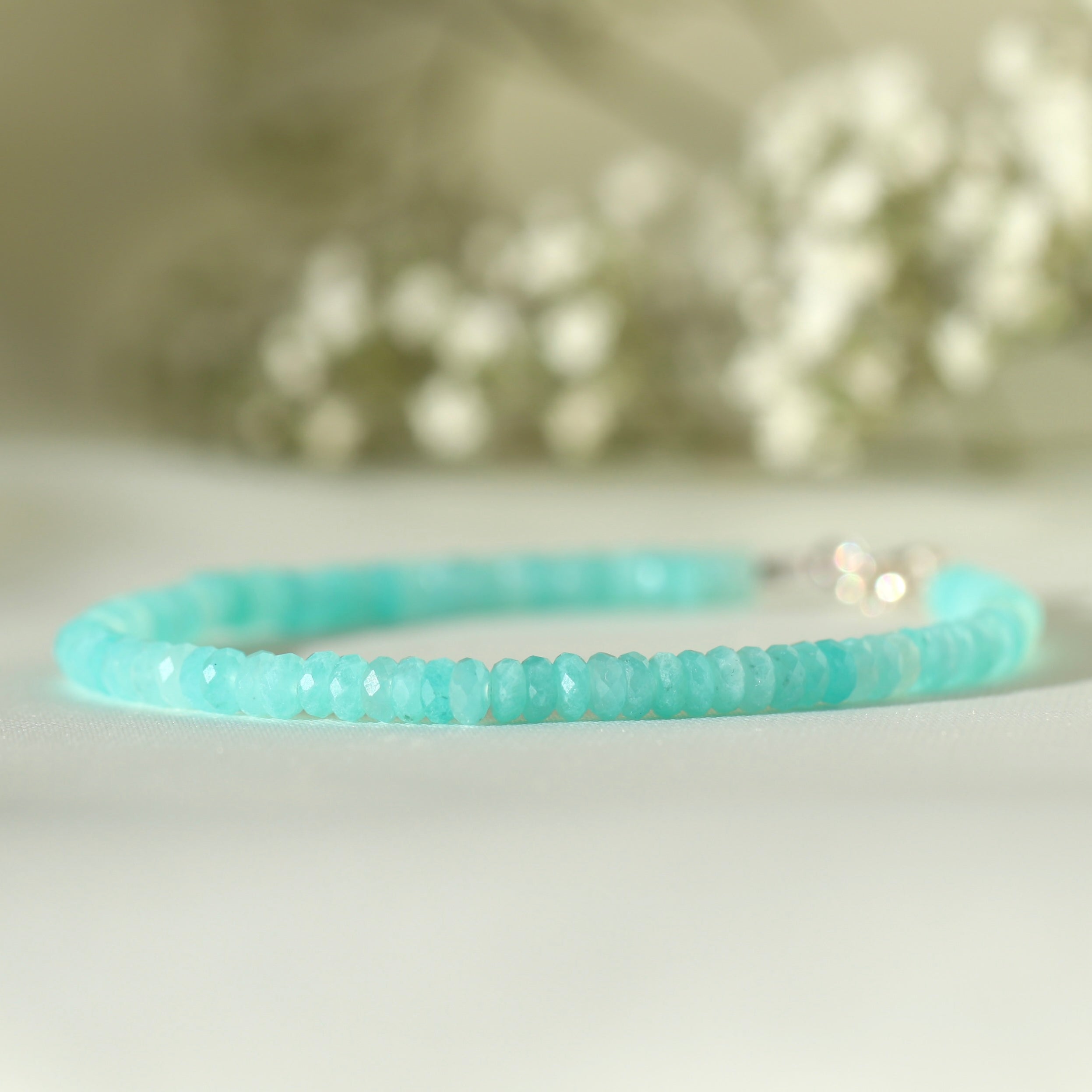 Handmade Amazonite bracelet, dainty minimalist jewelry by Oberia Jewelry
