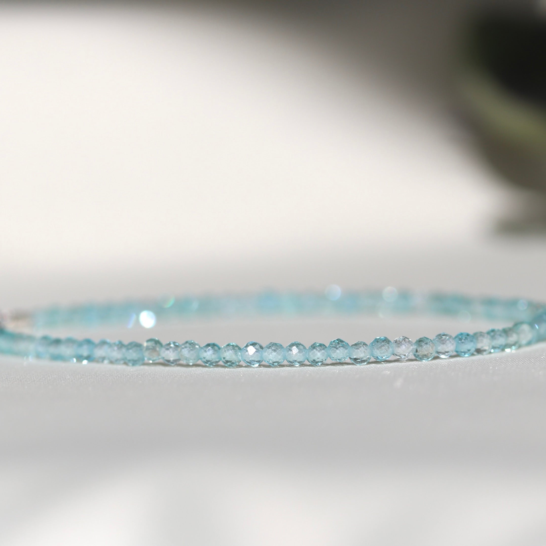 Handmade Blue Apatite bracelet with high clarity stones and sterling silver clasp by Oberia Jewelry