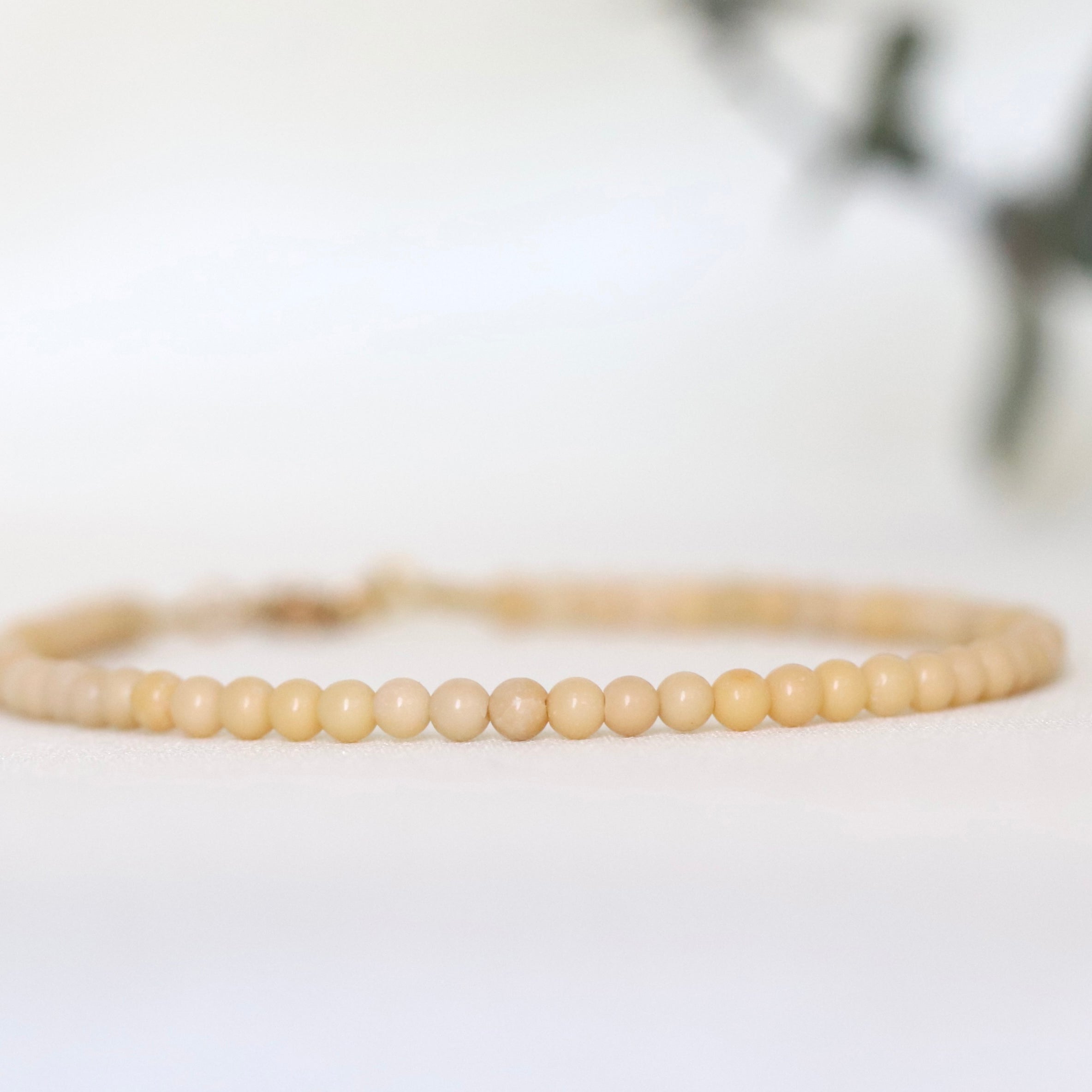 Handmade Butter Yellow Nephrite Jade bracelet, elegant minimalist jewelry by Oberia Jewelry