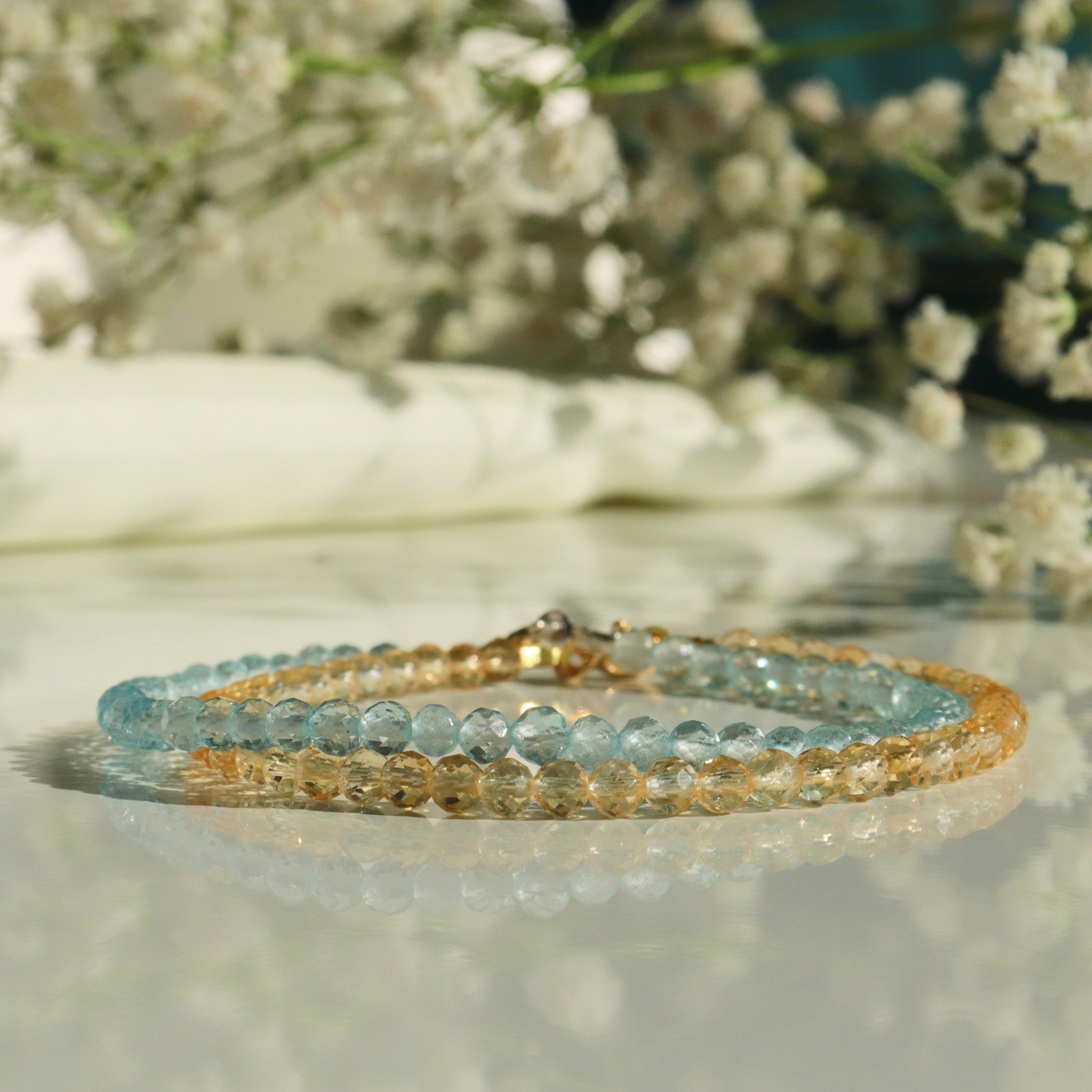 Handmade Citrine bracelet, dainty minimalist jewelry by Oberia Jewelry