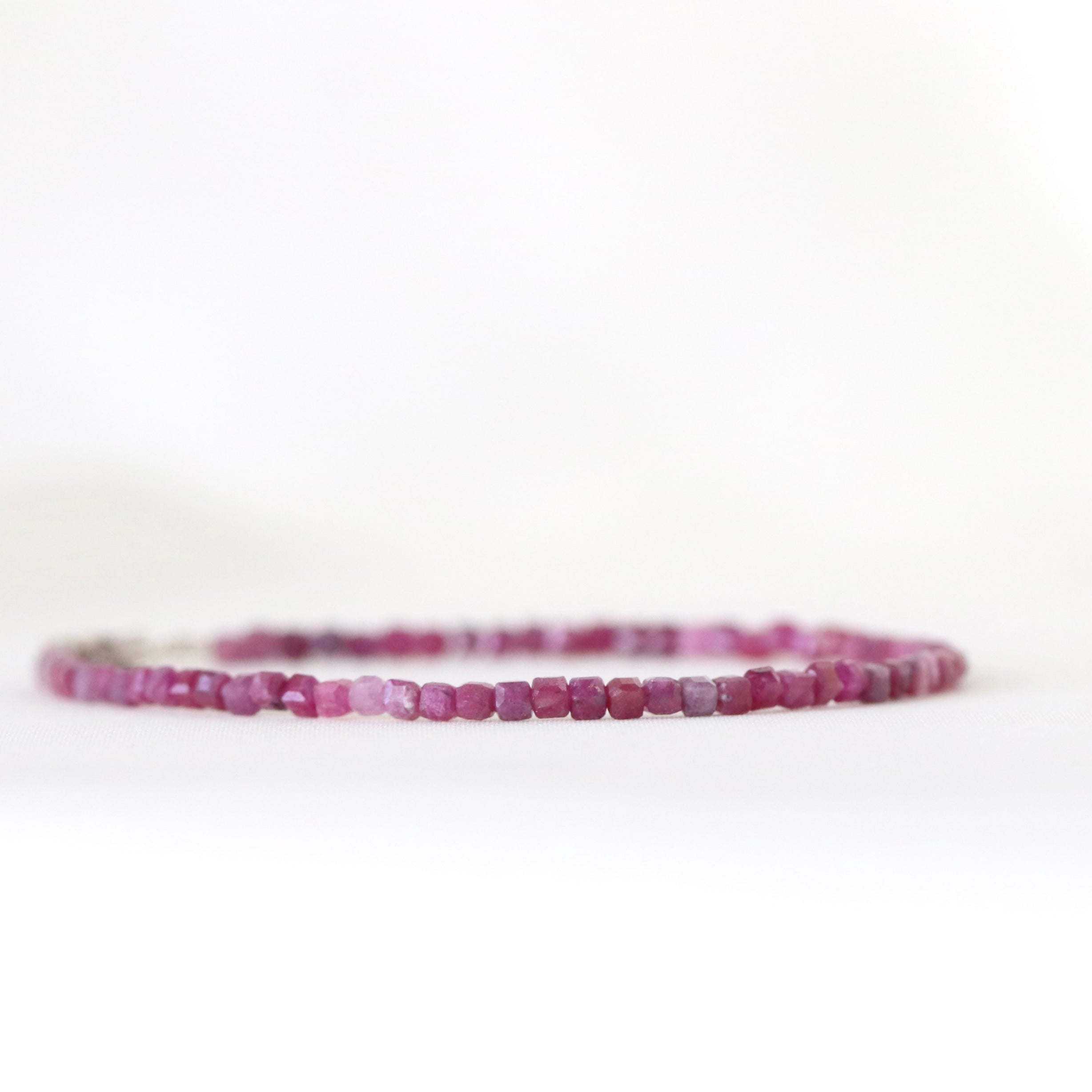 Handmade delicate Ruby bracelet, elegant minimalist jewelry by Oberia Jewelry
