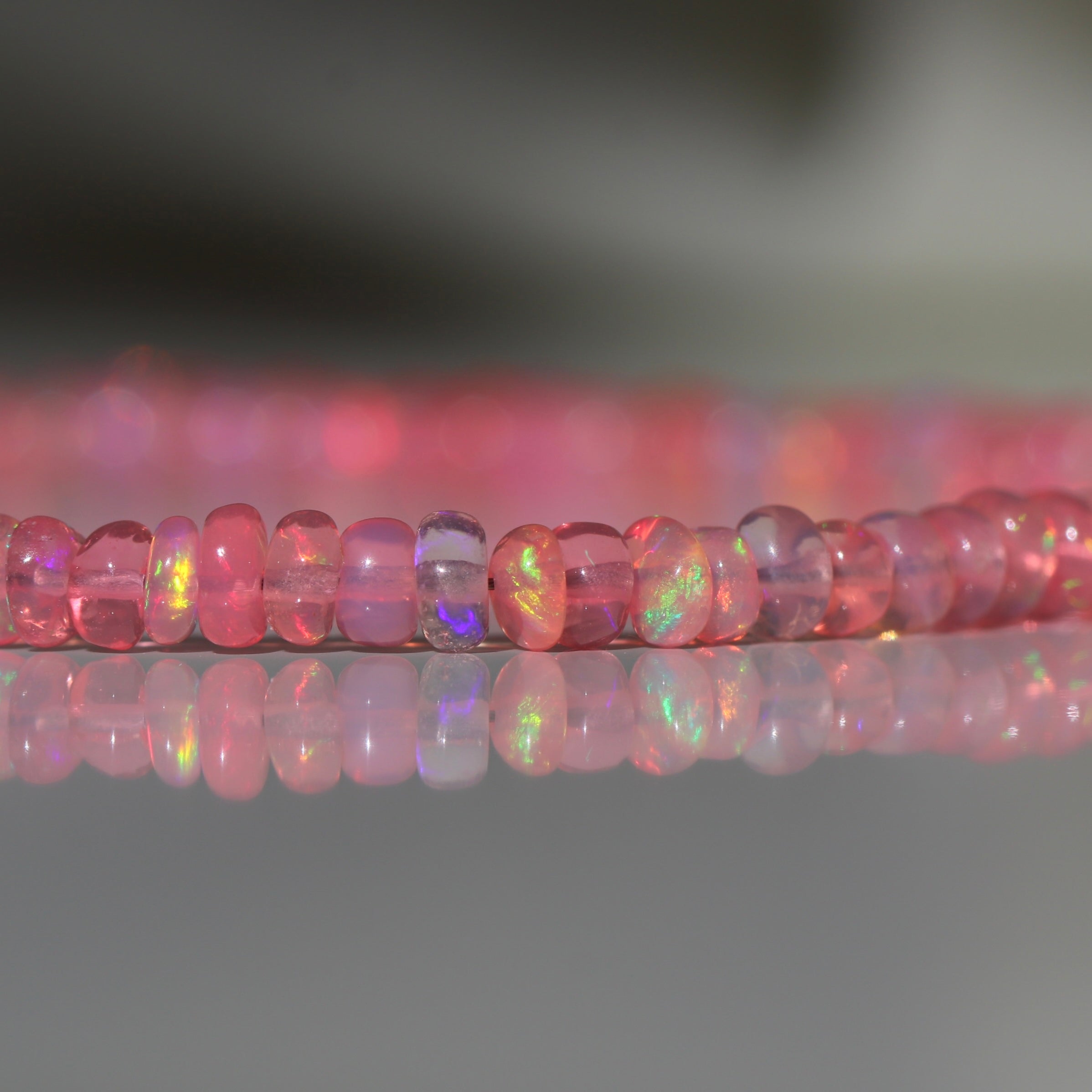 Handmade Fire Pink Opal bracelet, minimalist jewelry