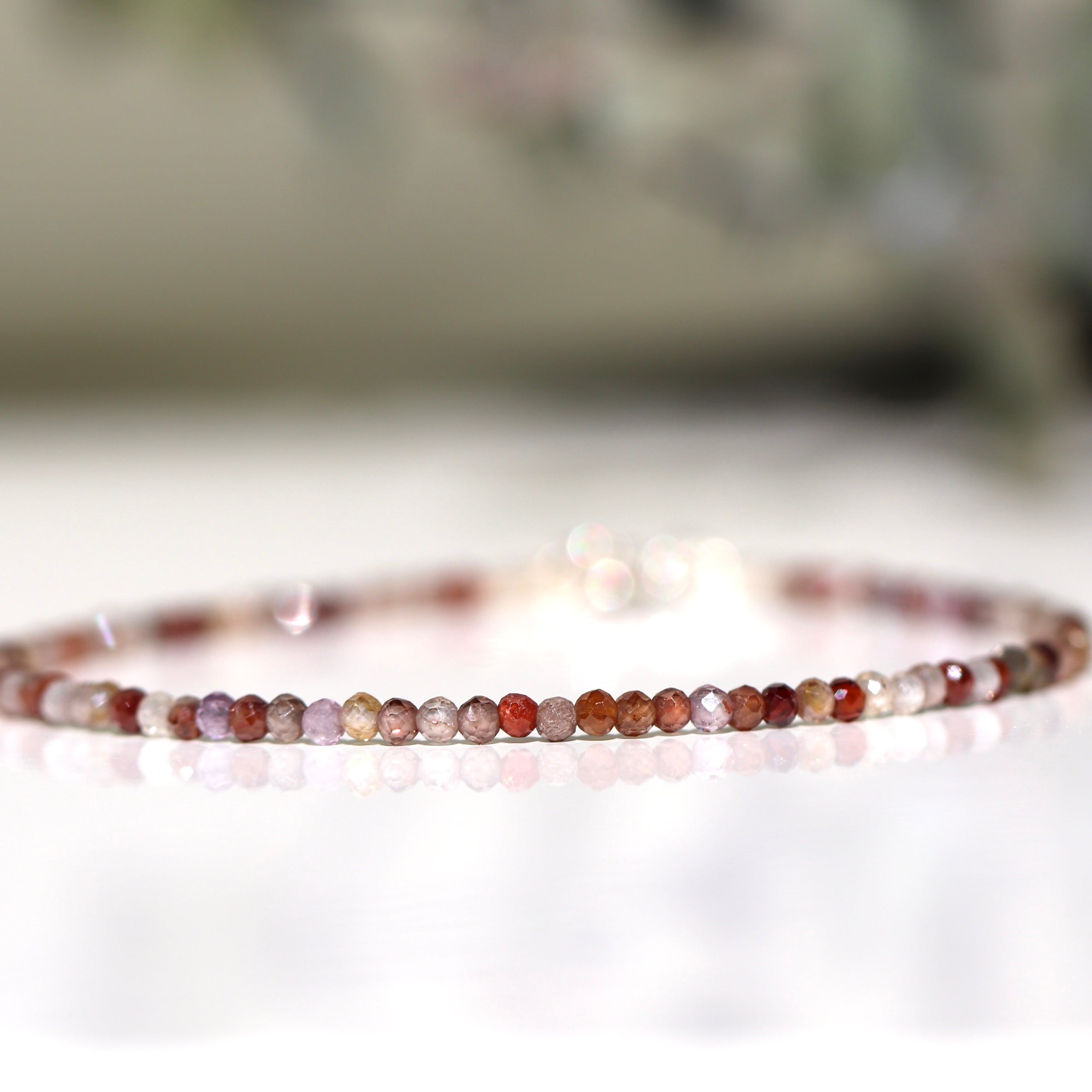 Handmade natural brown Zircon bracelet, dainty minimalist jewelry by Oberia Jewelry